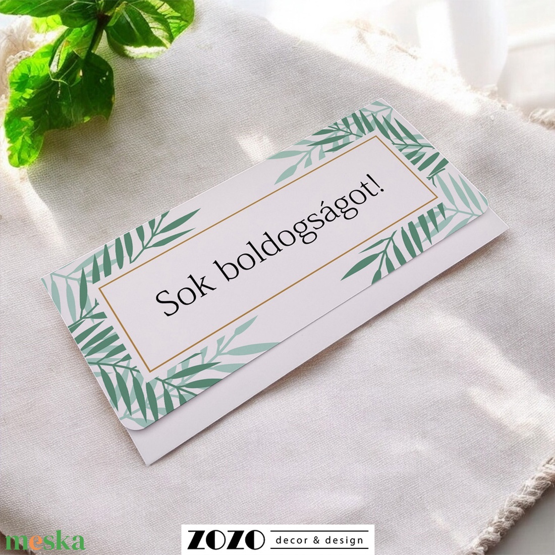 Green Bush Greenery pénzátadó boríték egyedi személyre szabható esküvői nászajándék születésnap névnap ballagás diploma - esküvő - emlék & ajándék - nászajándék - esküvői pénzátadó boríték, kártya - Meska.hu