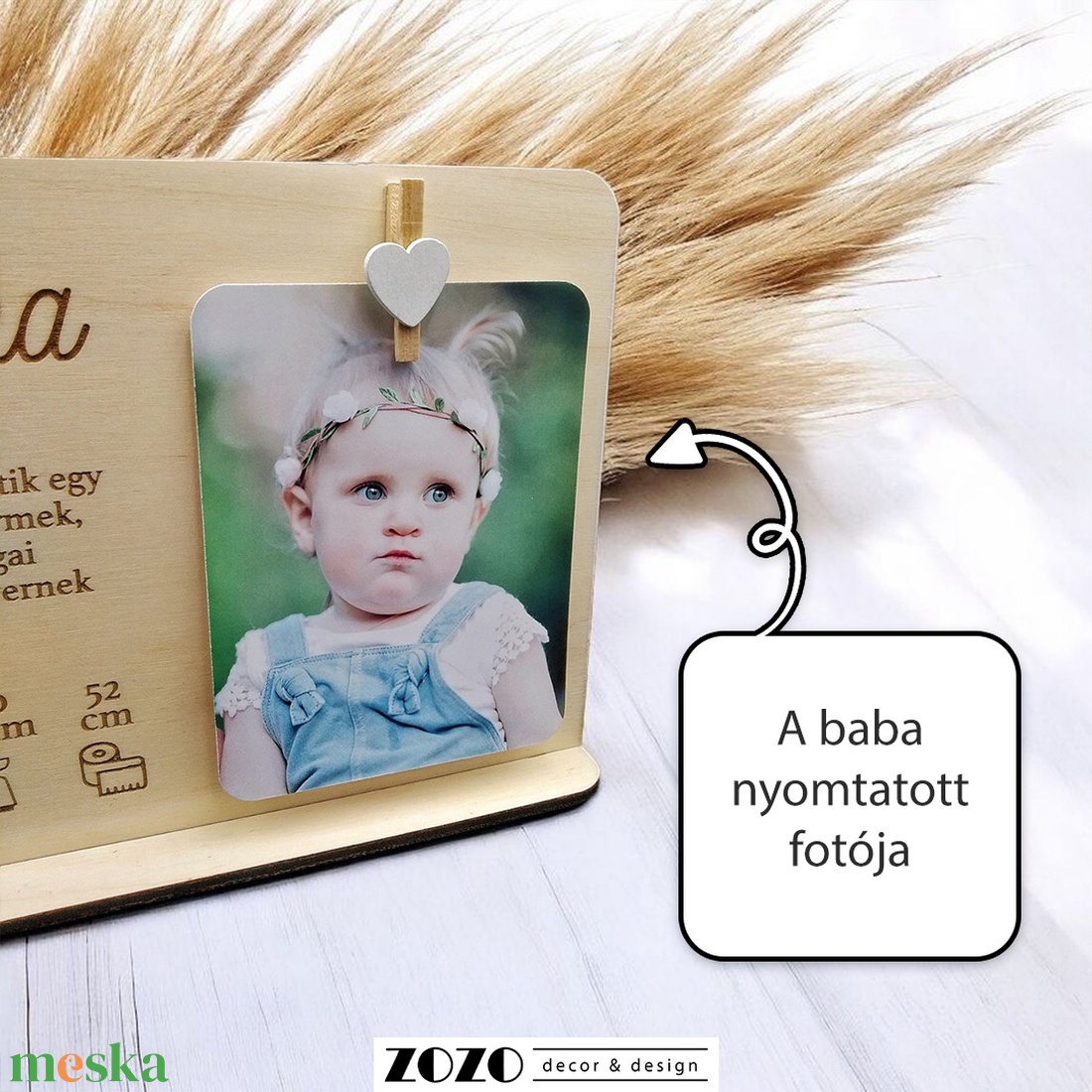Emlékőrző újszülött babaköszöntő ajándék fényképes gravírozott fa táblácska egyedi névvel születési adatokkal idézettel - otthon & életmód - babaszoba, gyerekszoba - babaszoba dekoráció - Meska.hu