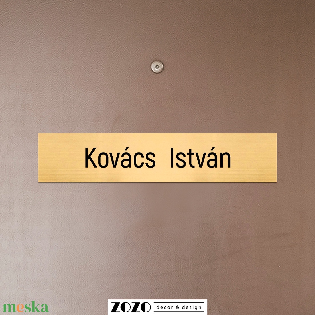 Névtábla plakett ajtóra postaládára íróasztalra arany színű gravírozott jelölőtábla egyedi névvel szöveggel gravírozva - otthon & életmód - dekoráció - ajtó- és ablak dekoráció - ajtótábla - Meska.hu