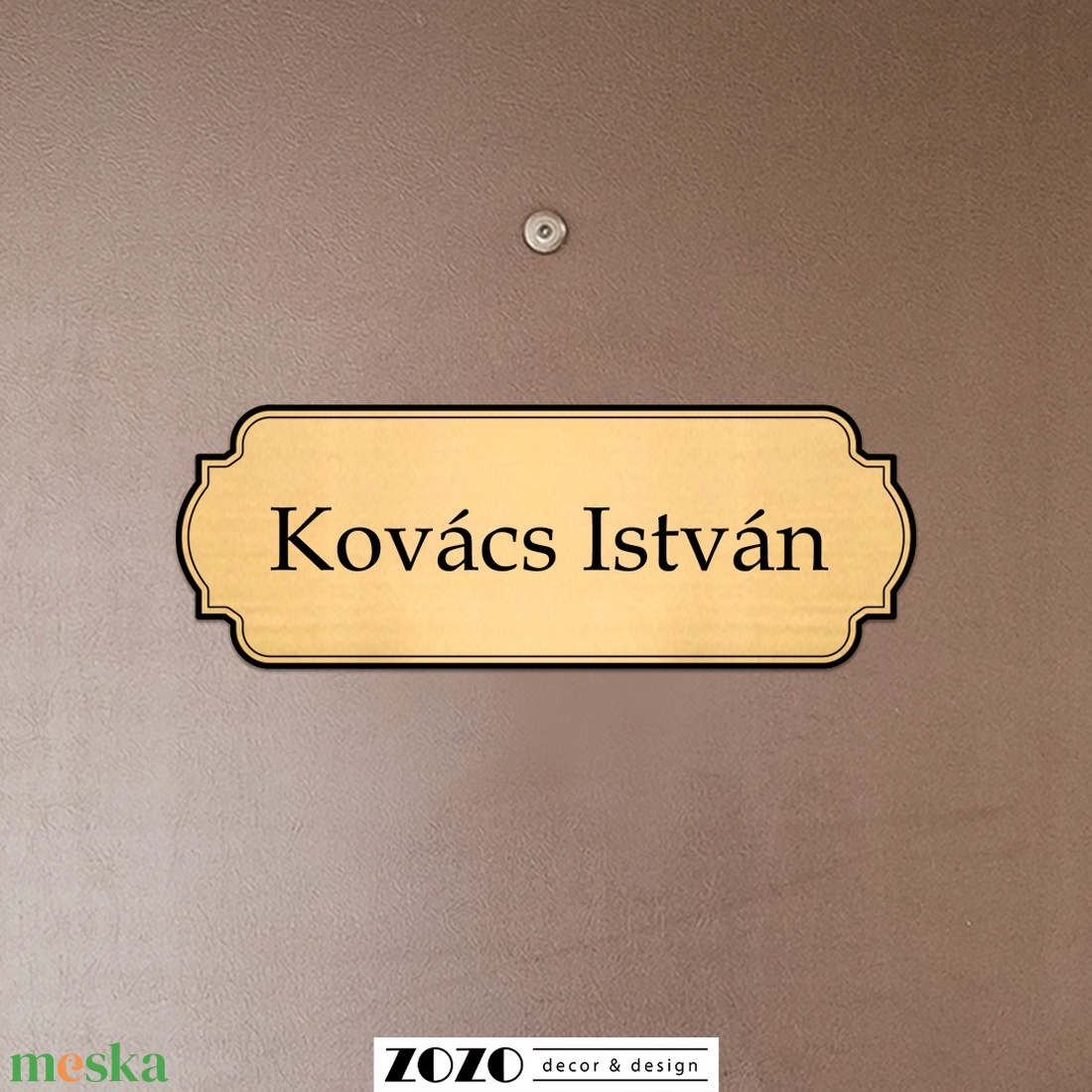 Névtábla plakett ajtóra postaládára íróasztalra arany színű gravírozott jelölőtábla egyedi névvel szöveggel gravírozva - otthon & életmód - dekoráció - ajtó- és ablak dekoráció - ajtótábla - Meska.hu