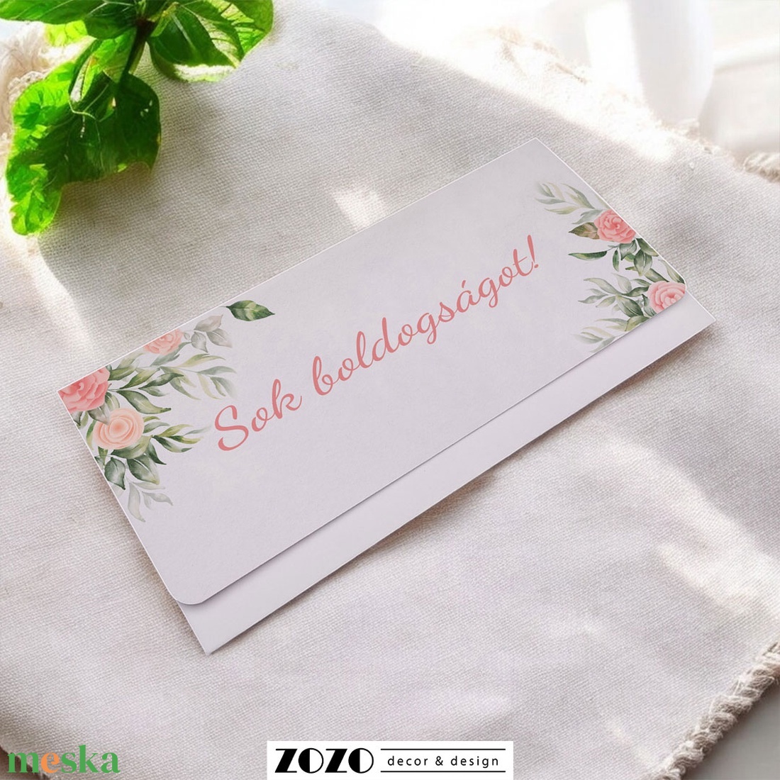 Pink Roses pénzátadó boríték esküvőre egyedi személyre szabható nászajándék születésnap névnap ballagás diploma - esküvő - emlék & ajándék - nászajándék - esküvői pénzátadó boríték, kártya - Meska.hu