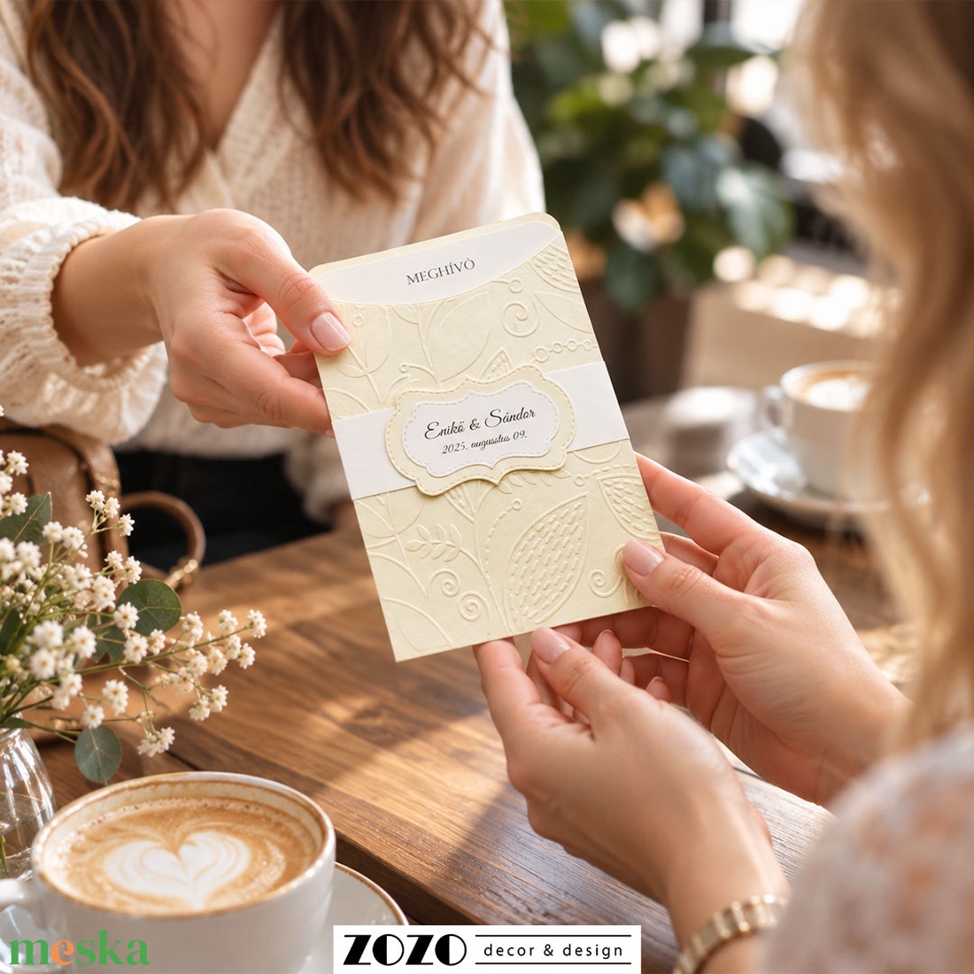 Esküvői meghívó FrenchLove kollekció (Claire) - domborított tokkal elegáns kifinomult romantikus luxus minimal stílusú - esküvő - meghívó & kártya - meghívó - Meska.hu