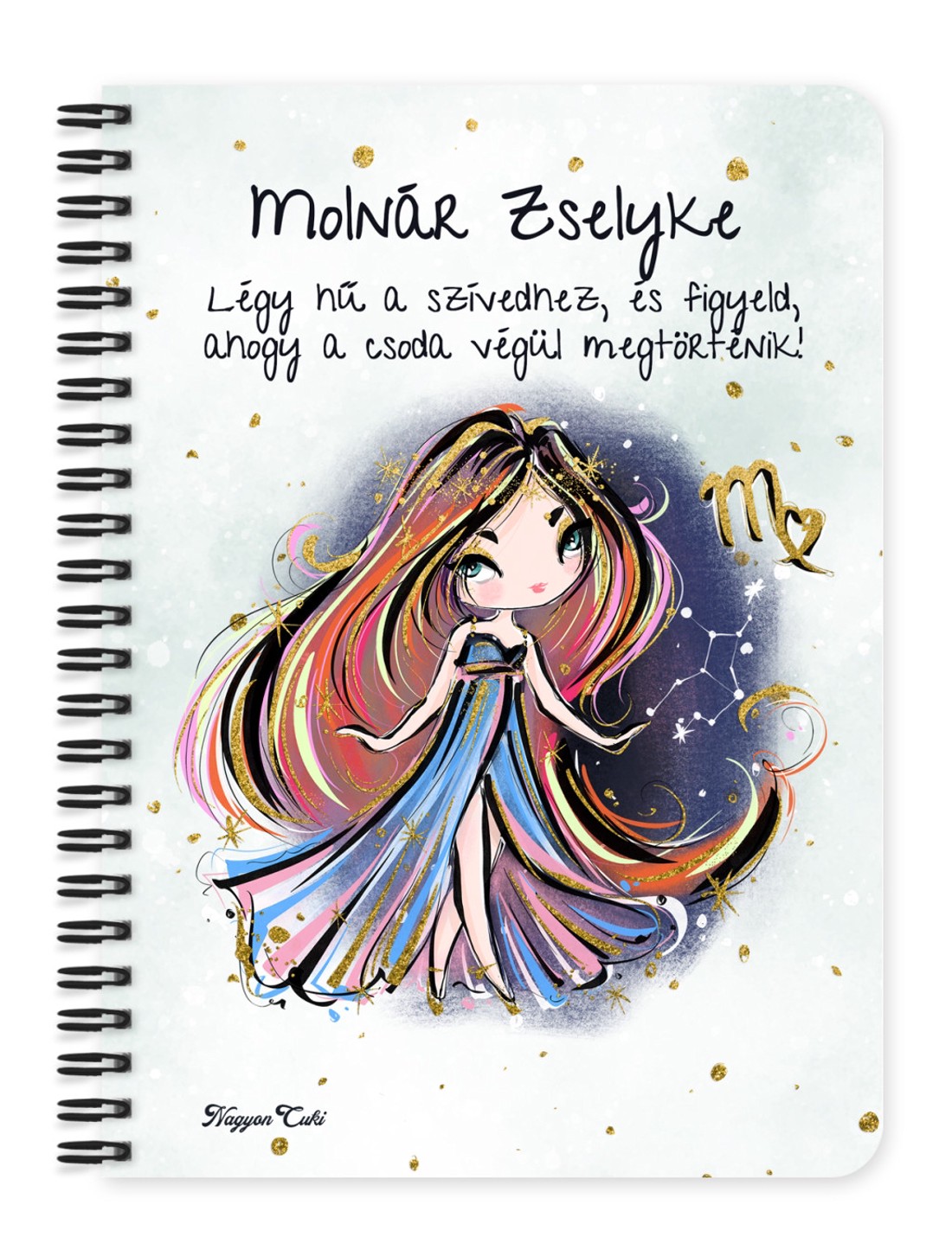 Személyre szabható - Vörös hajú Csini Szűz lány mintás A5-ös füzet - otthon & életmód - papír, írószer - jegyzetfüzet & napló - Meska.hu