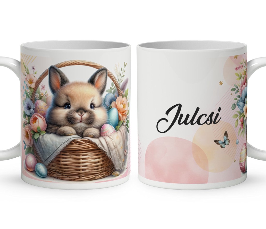 Névvel kérhető - Kis cuki húsvéti nyuszi mintás bögre - otthon & életmód - konyhafelszerelés, tálalás - tálalás - bögre & csésze - Meska.hu