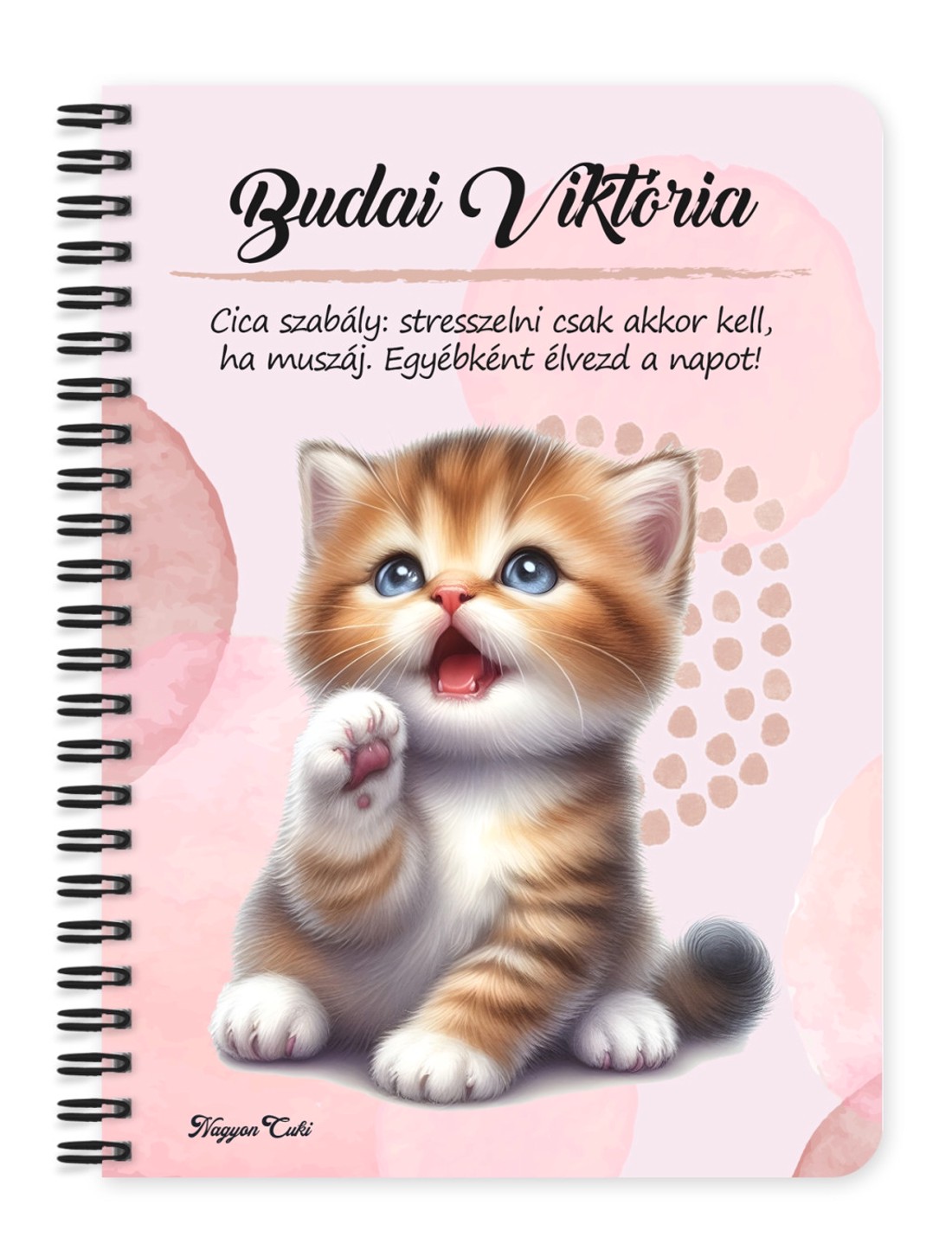 Személyre szabható - Pacsis vörös cicus mintás A6-os füzet - otthon & életmód - papír, írószer - jegyzetfüzet & napló - Meska.hu