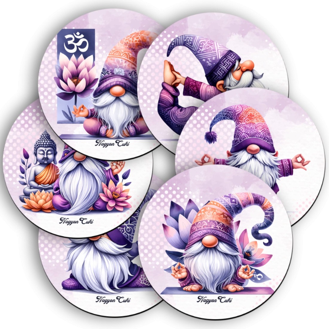 6 db cuki jóga manós kör alakú alátét szett (#55) - otthon & életmód - konyhafelszerelés, tálalás - tálalás - tányér- és poháralátét - Meska.hu