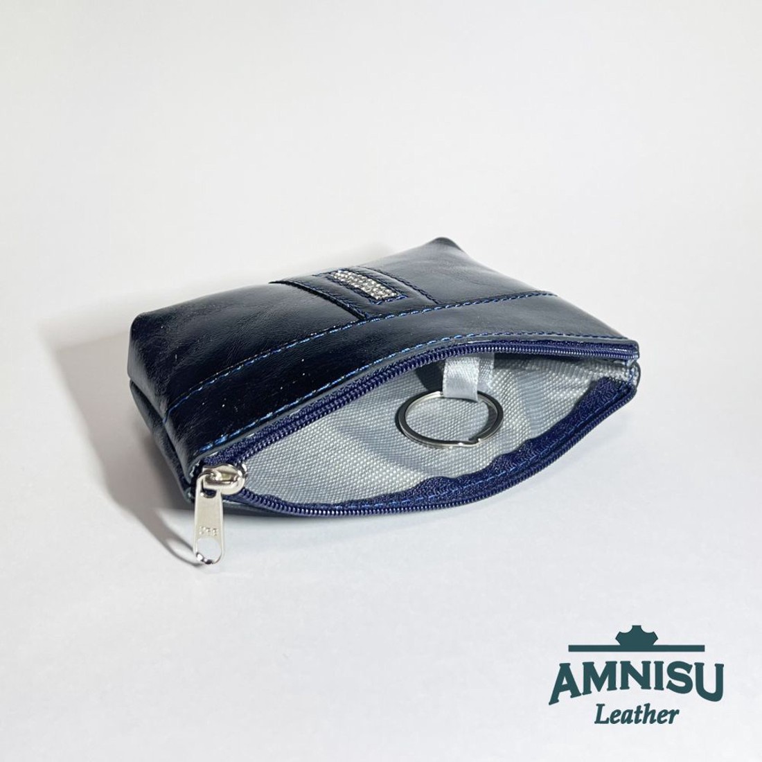 Acél kék egy cipzáras egyenes swarovski köves kulcstartó E6007 - táska & tok - kulcstartó & táskadísz - kulcstartó - Meska.hu