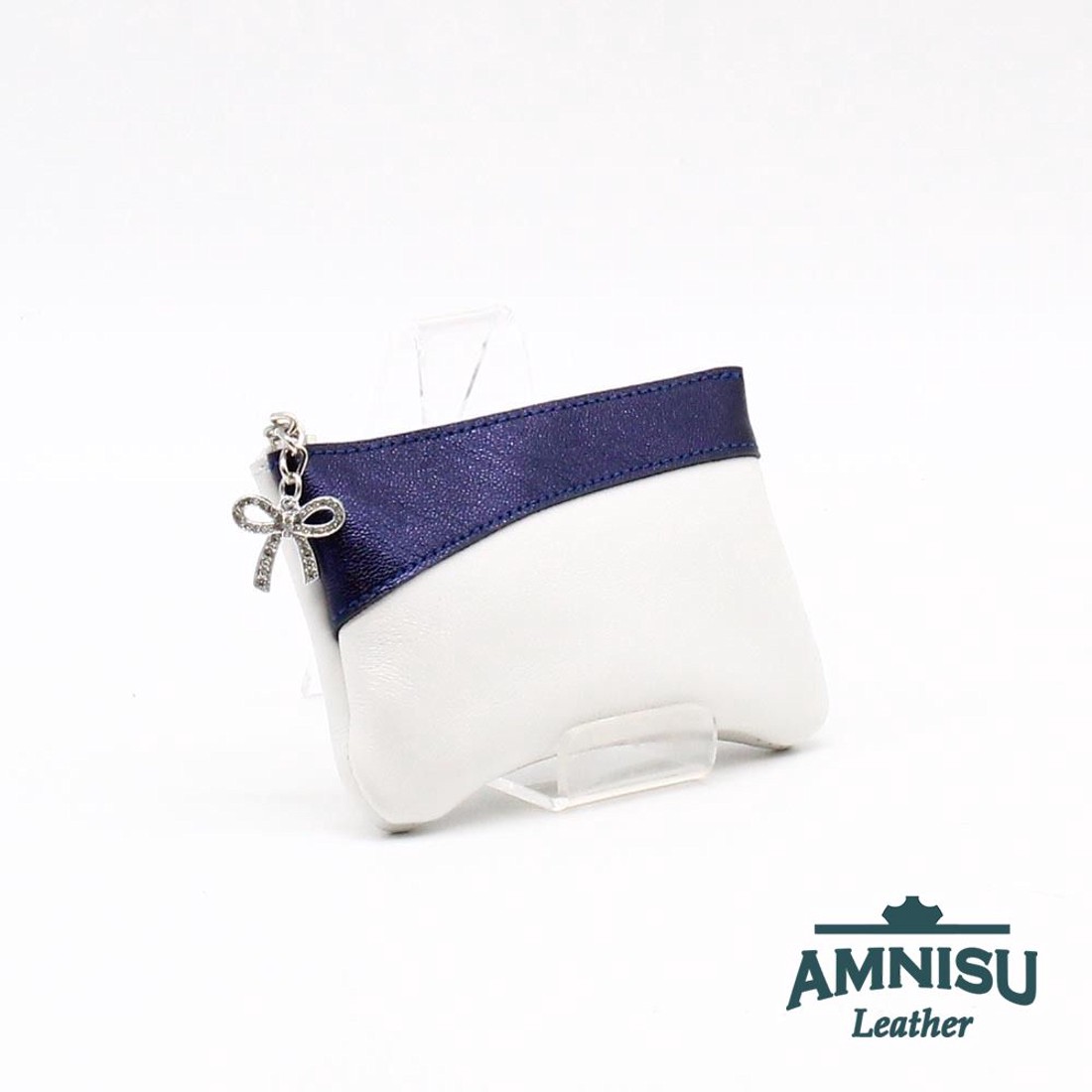 Fehér - metál sötétkék ívelt egy cipzáras kulcstartó C3002 - táska & tok - kulcstartó & táskadísz - kulcstartó - Meska.hu