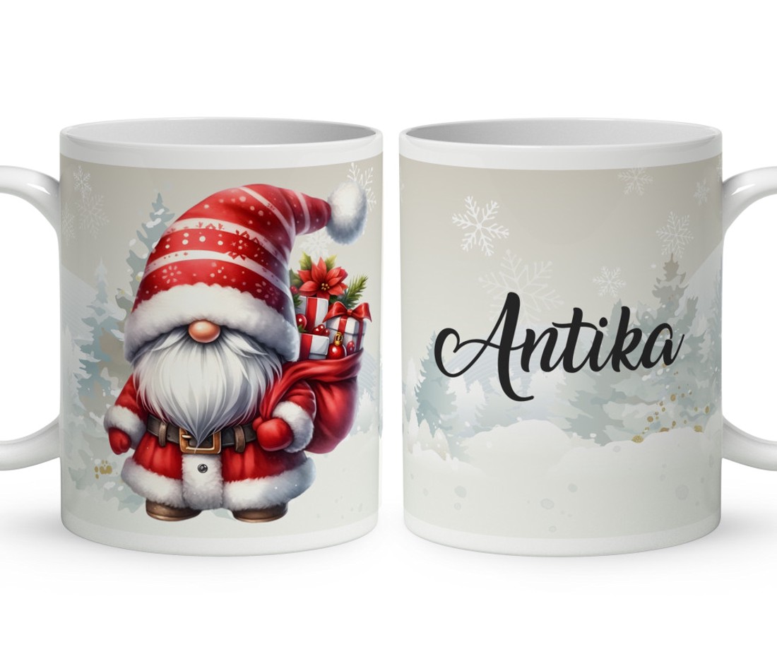 Névvel kérhető - Puttonyos karácsonyi manó mintás bögre - otthon & életmód - konyhafelszerelés, tálalás - tálalás - bögre & csésze - Meska.hu