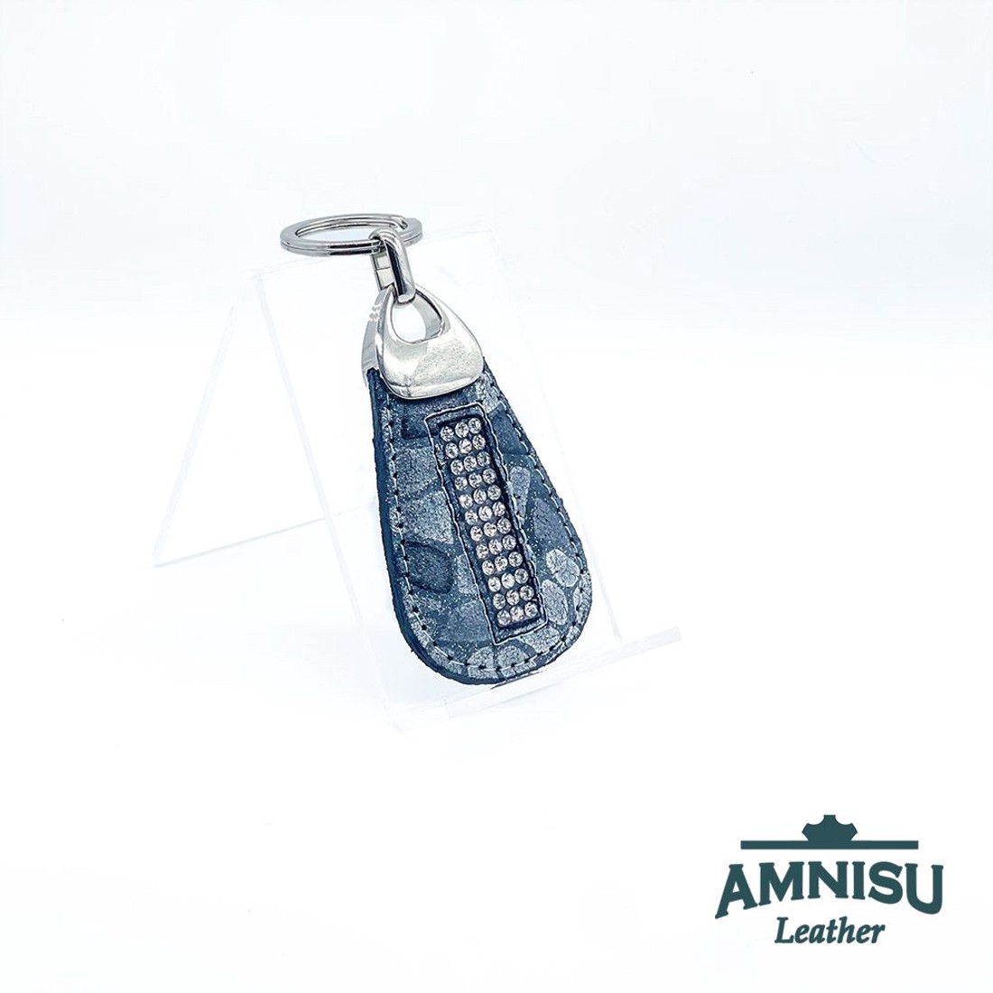 Szürke mintás csepp alakú swarovski köves kulcstartó H8010 - táska & tok - kulcstartó & táskadísz - kulcstartó - Meska.hu