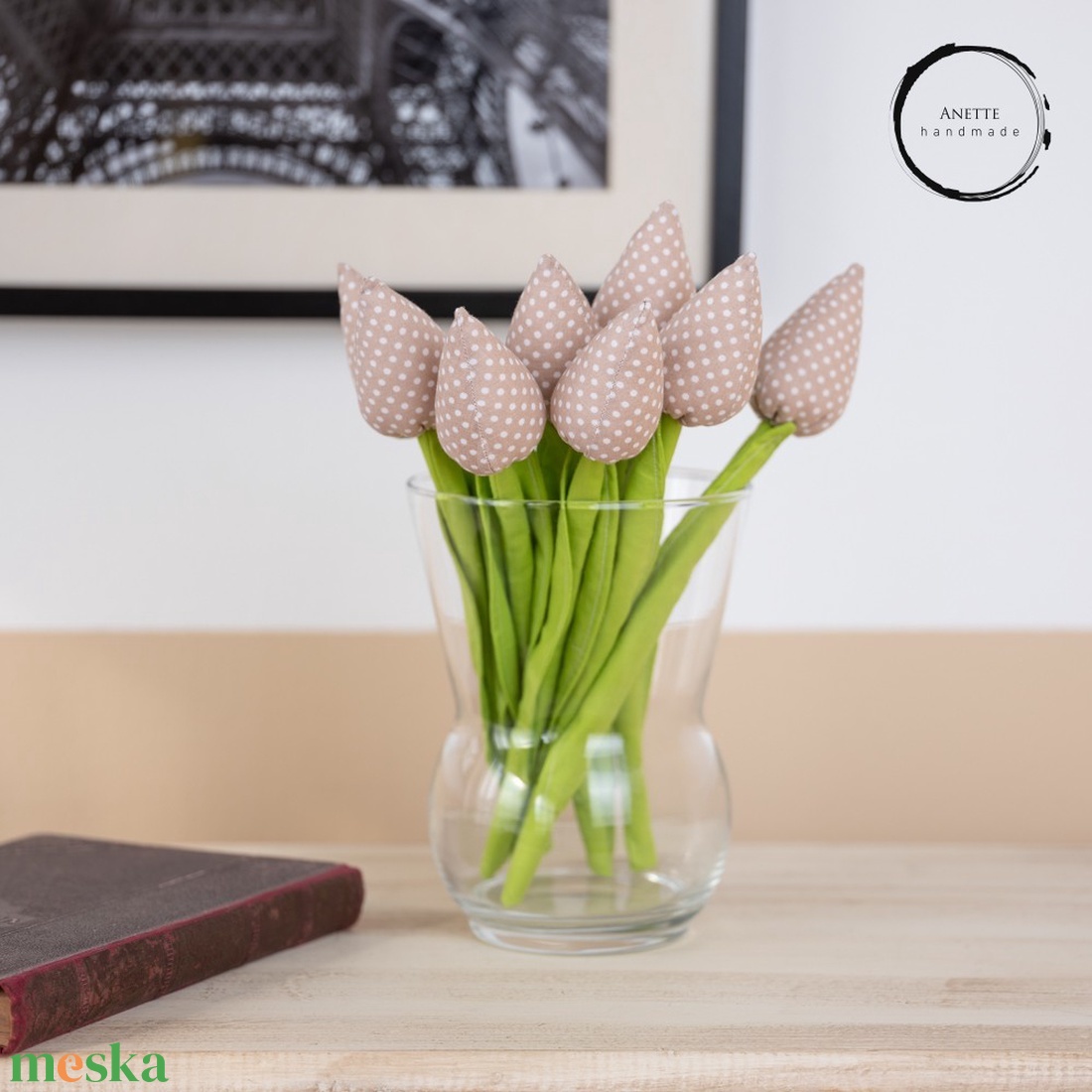 Textil tulipán barna/fehér - otthon & lakás - dekoráció - virágdísz és tartó - csokor & virágdísz - Meska.hu