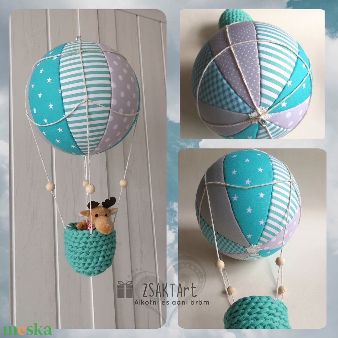 Hőlégballon gyerekszoba dekoráció XL méret  - otthon & életmód - babaszoba, gyerekszoba - babaszoba dekoráció - Meska.hu