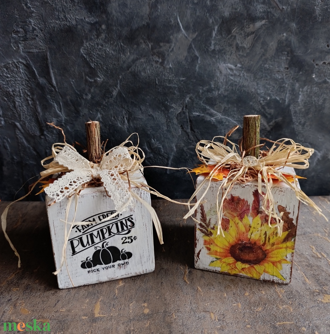 Tök dekoráció fából - otthon & életmód - dekoráció - halloween - halloweeni asztaldísz - Meska.hu