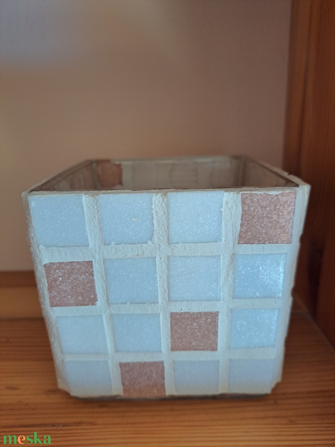 Üvegmozaik mécsestartó 10x10 cm - otthon & életmód - gyertya, illat, aroma - mécses és mécsestartó - Meska.hu