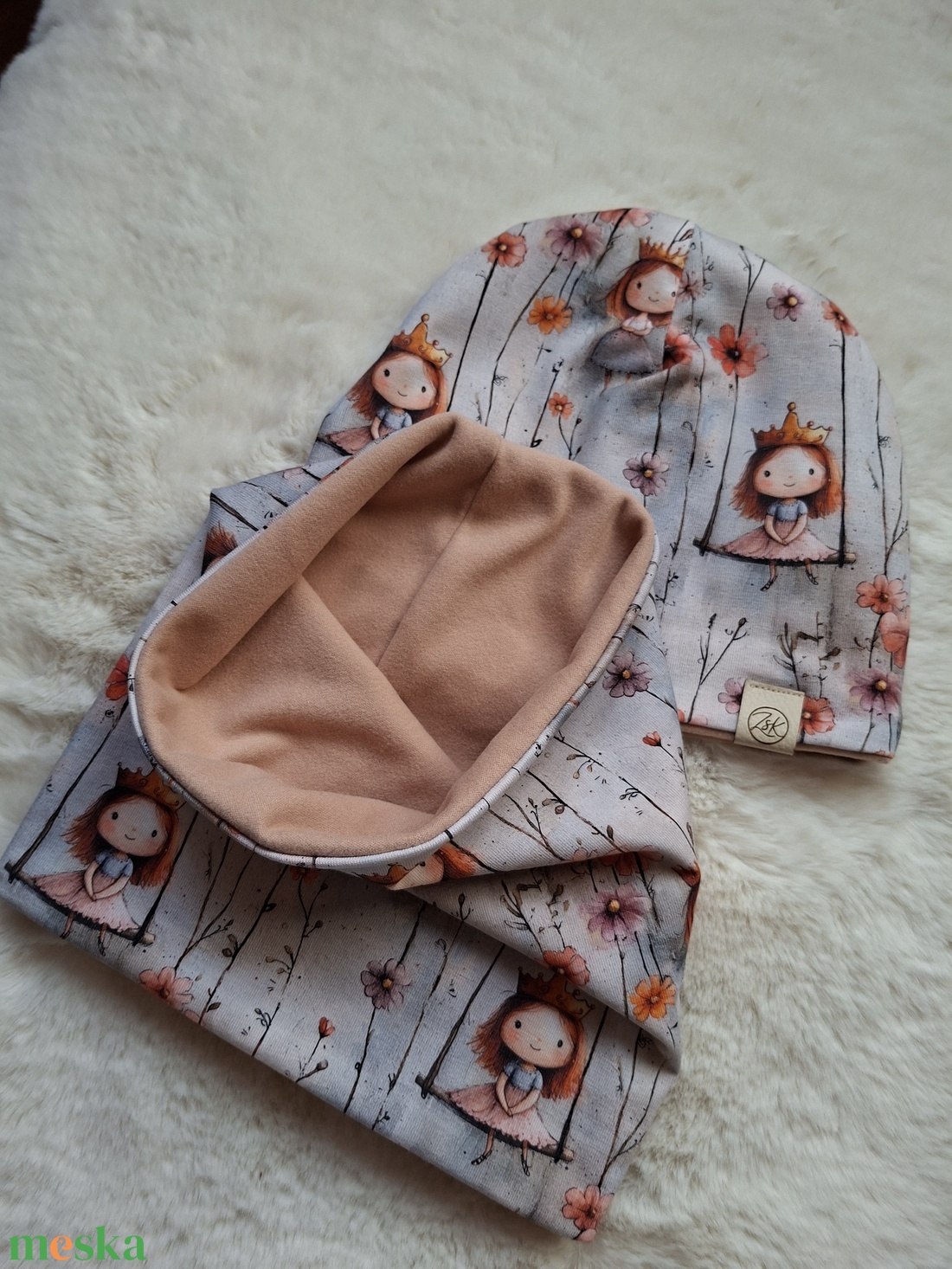Hercegnős sapka-sál szett, soft fleece belsővel - ruha & divat - sál, sapka, kendő - sapka & sál szett - Meska.hu
