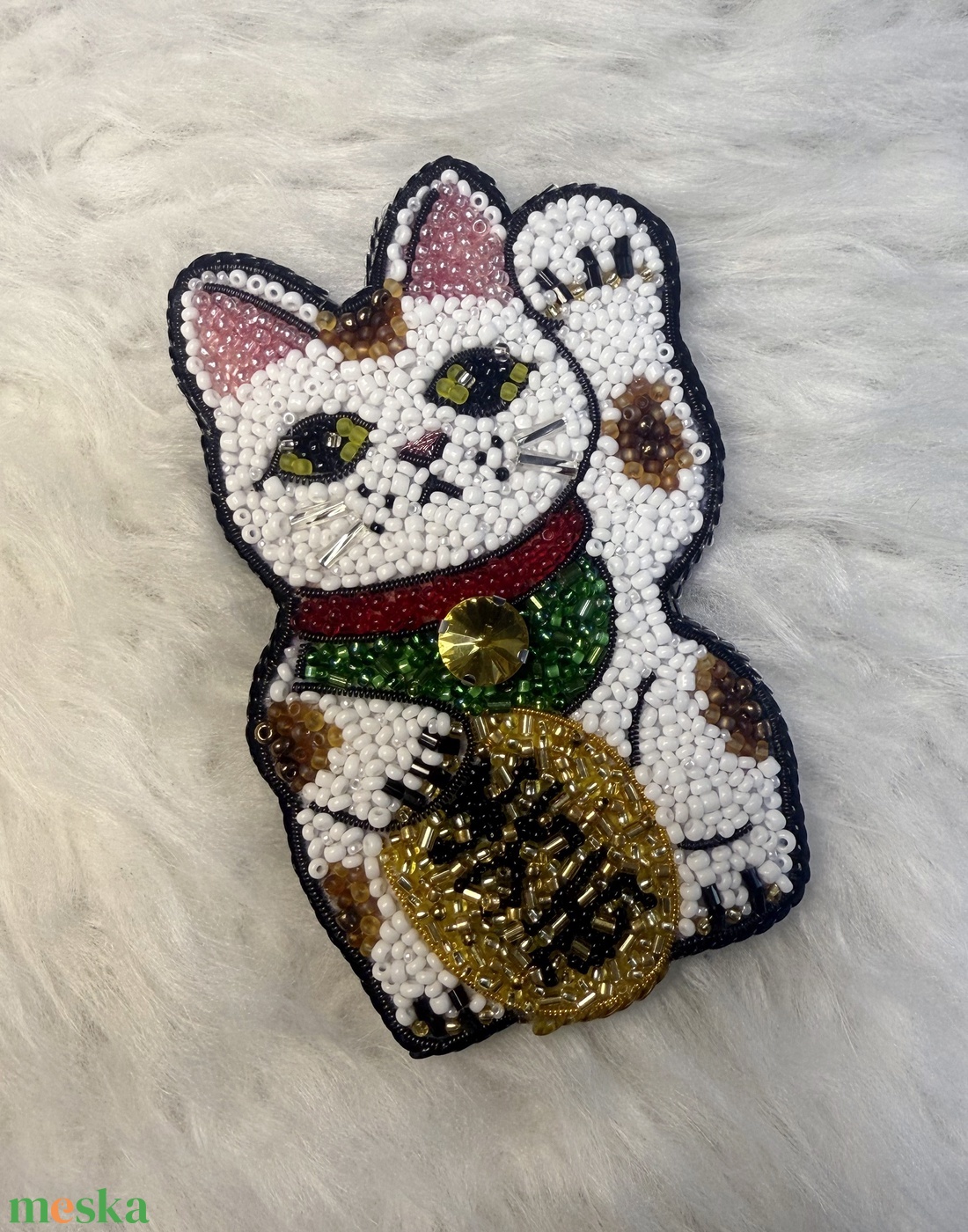 Maneki neko bross - ékszer - kitűző és bross - kitűző - Meska.hu
