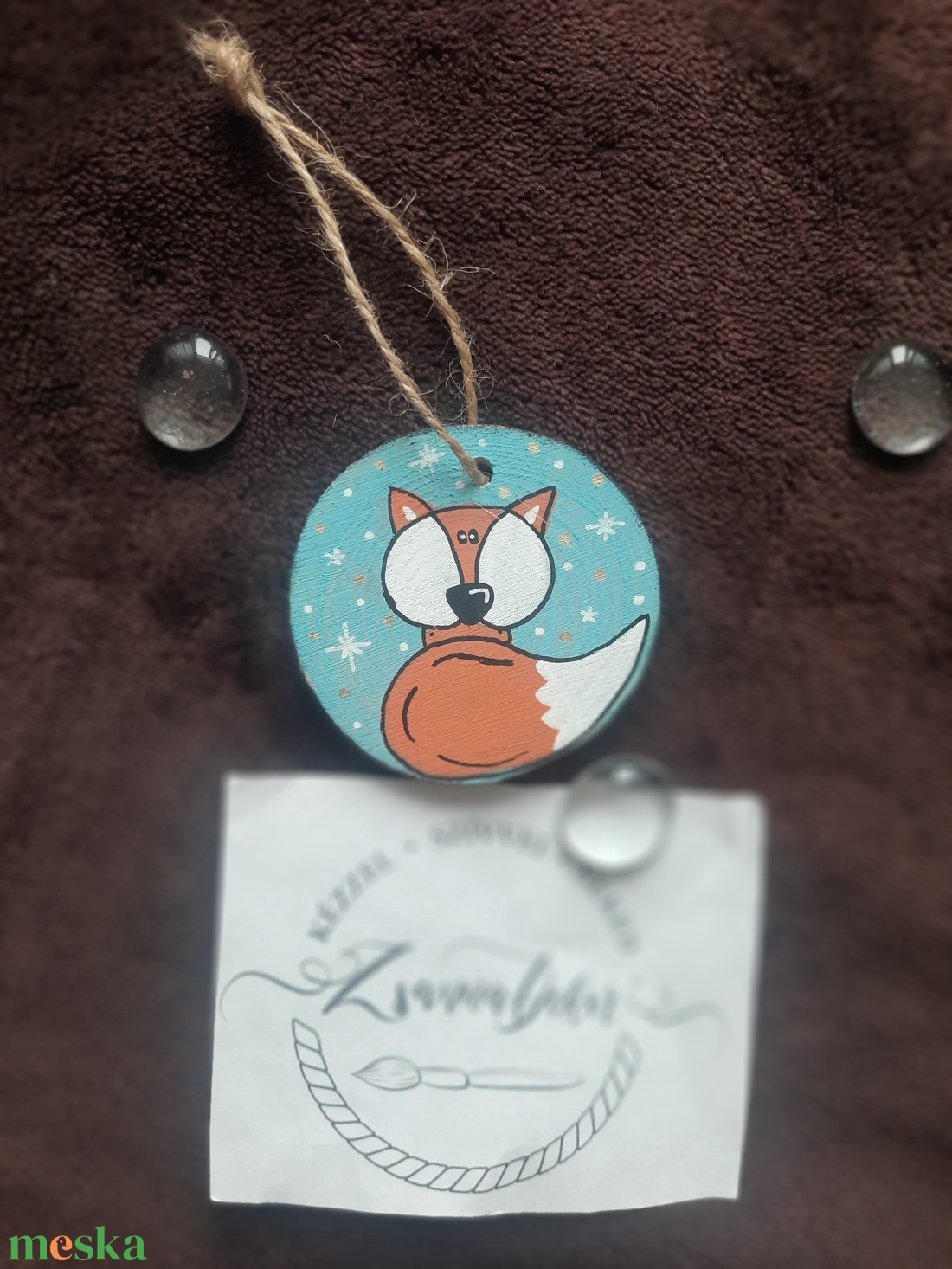 Karácsonyi rókás Festett fakorong - karácsony - karácsonyi lakásdekoráció - karácsonyfadíszek - Meska.hu