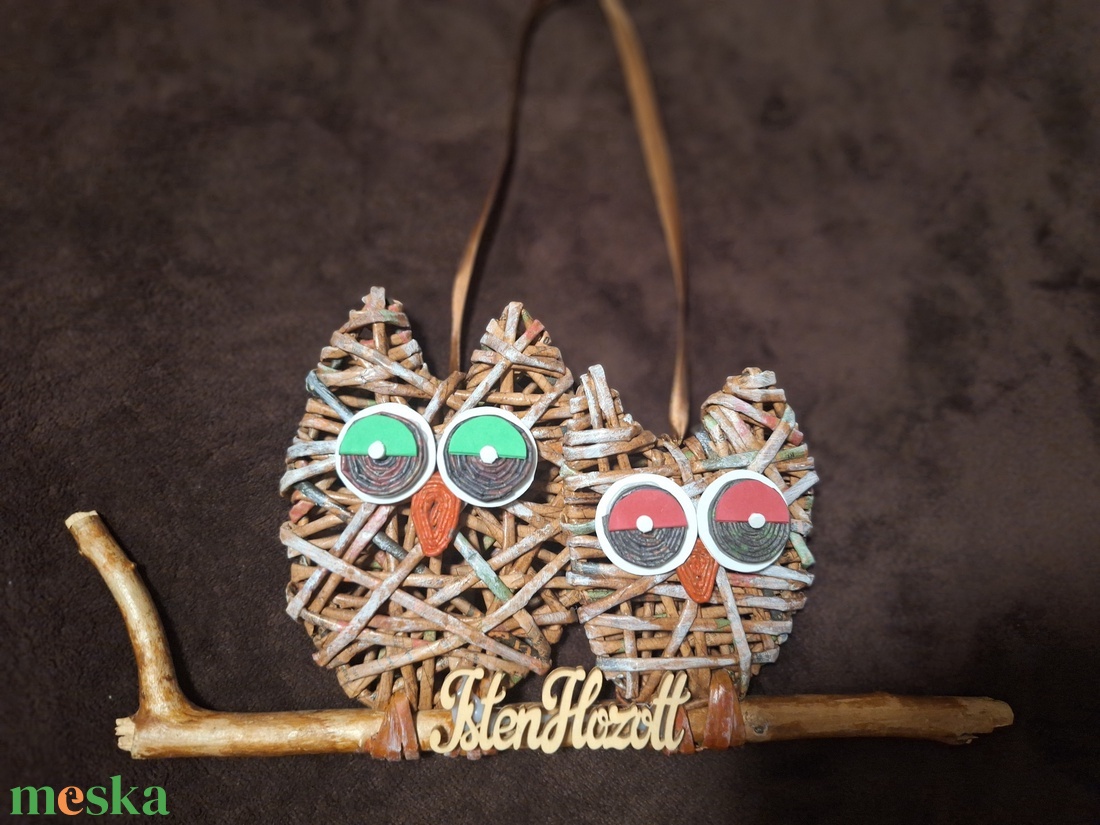 Bagolypár ajtódísz,kopogtató - otthon & életmód - dekoráció - ajtó- és ablak dekoráció - ajtódísz & kopogtató - Meska.hu