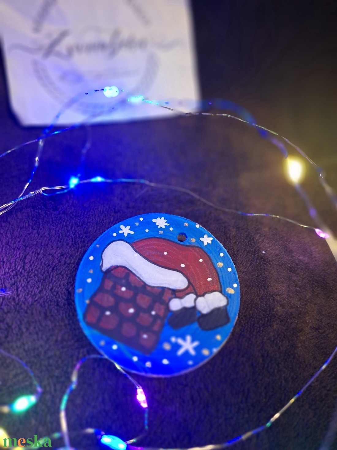 Karácsonyi Festett fakorong - karácsony - karácsonyi lakásdekoráció - karácsonyfadíszek - Meska.hu