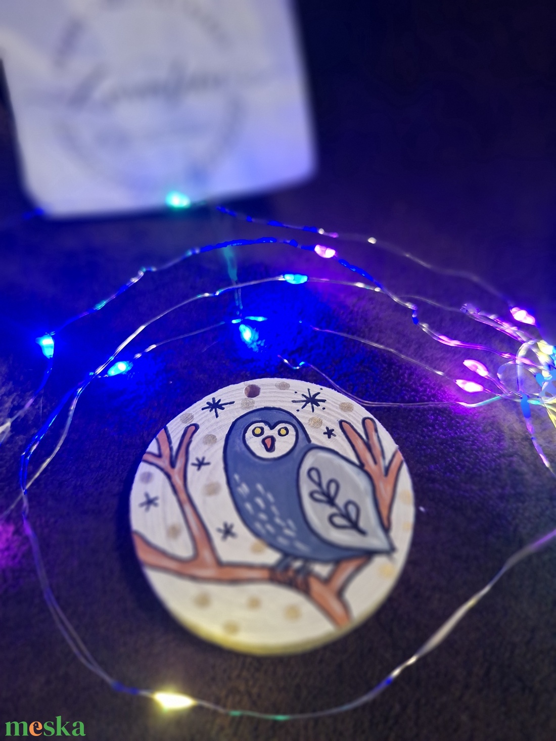 Karácsonyi Festett fakorong - karácsony - karácsonyi lakásdekoráció - karácsonyfadíszek - Meska.hu