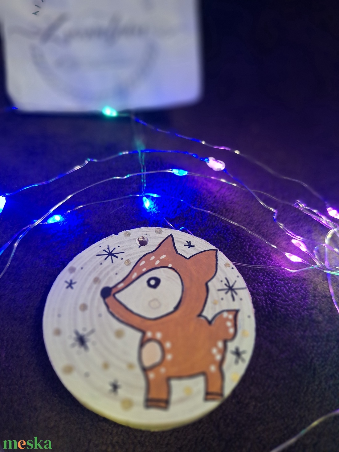 Karácsonyi Festett fakorong - karácsony - karácsonyi lakásdekoráció - karácsonyfadíszek - Meska.hu