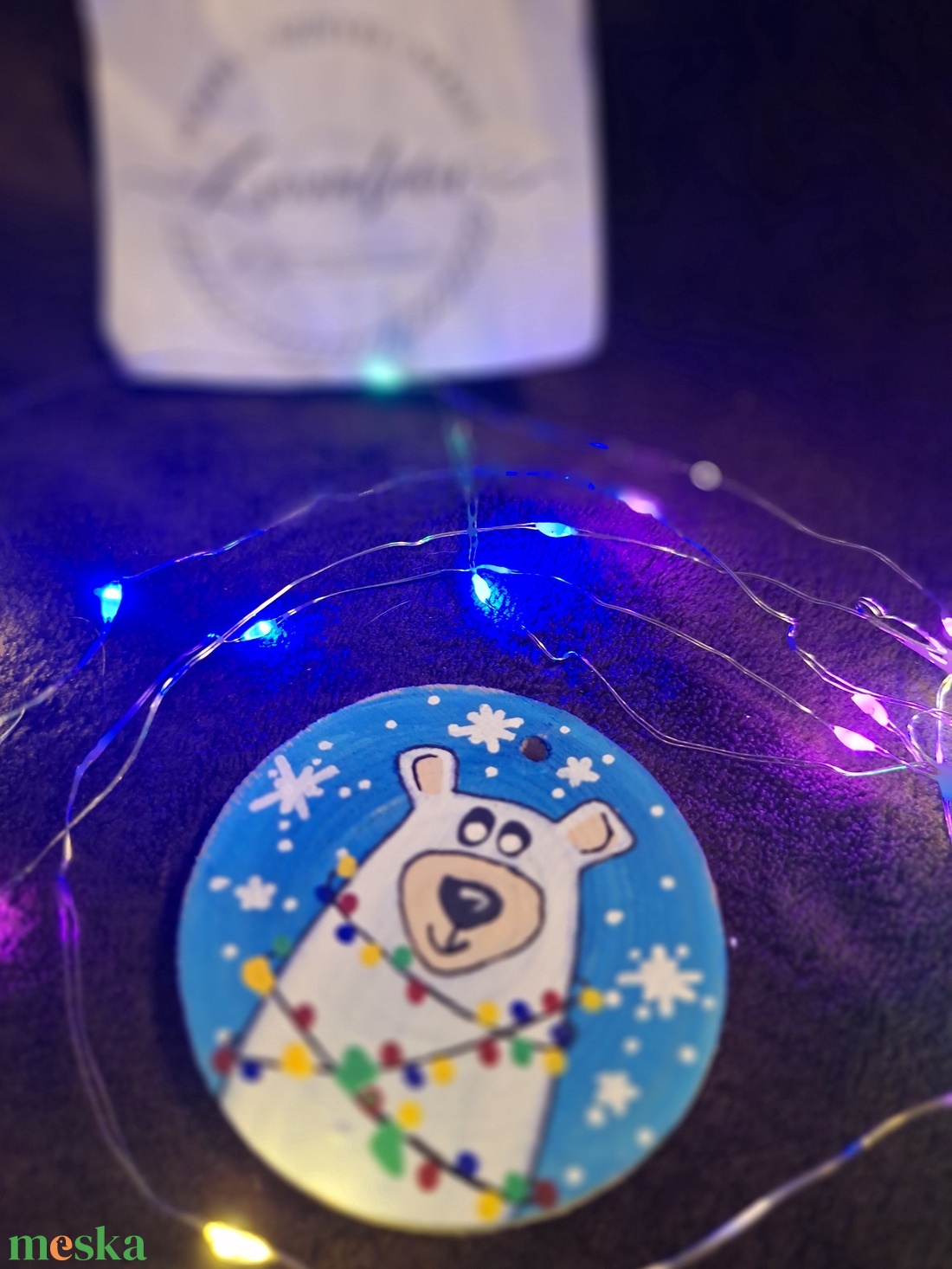 Karácsonyi Festett fakorong - karácsony - karácsonyi lakásdekoráció - karácsonyfadíszek - Meska.hu