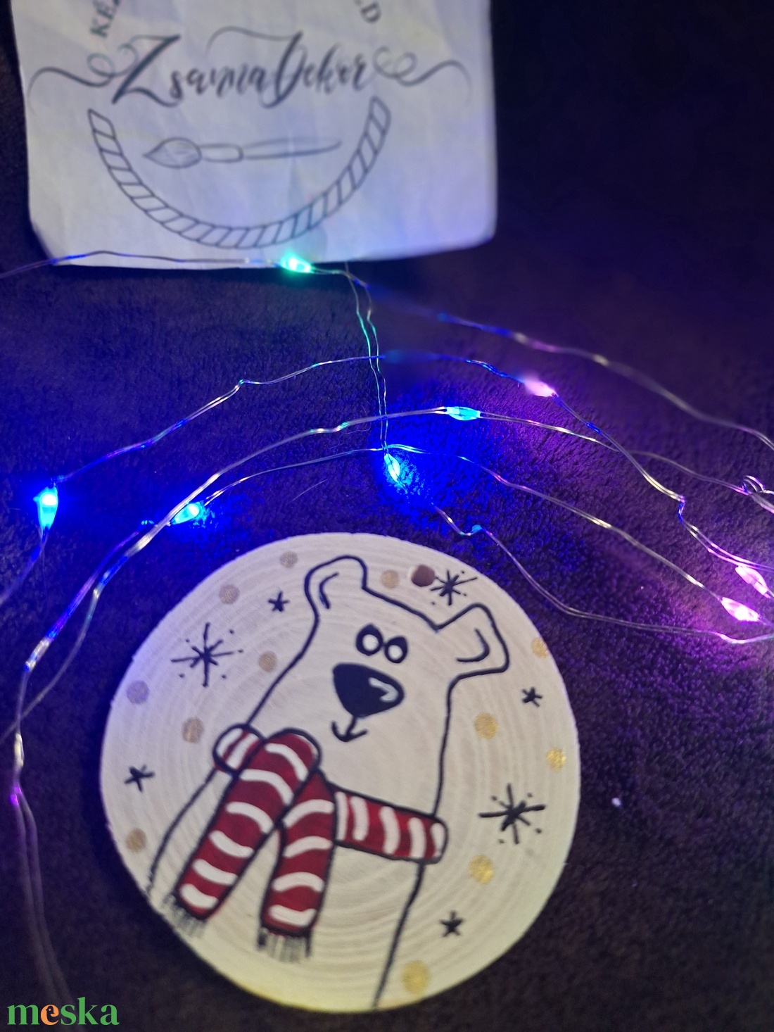 Karácsonyi Festett fakorong - karácsony - karácsonyi lakásdekoráció - karácsonyfadíszek - Meska.hu