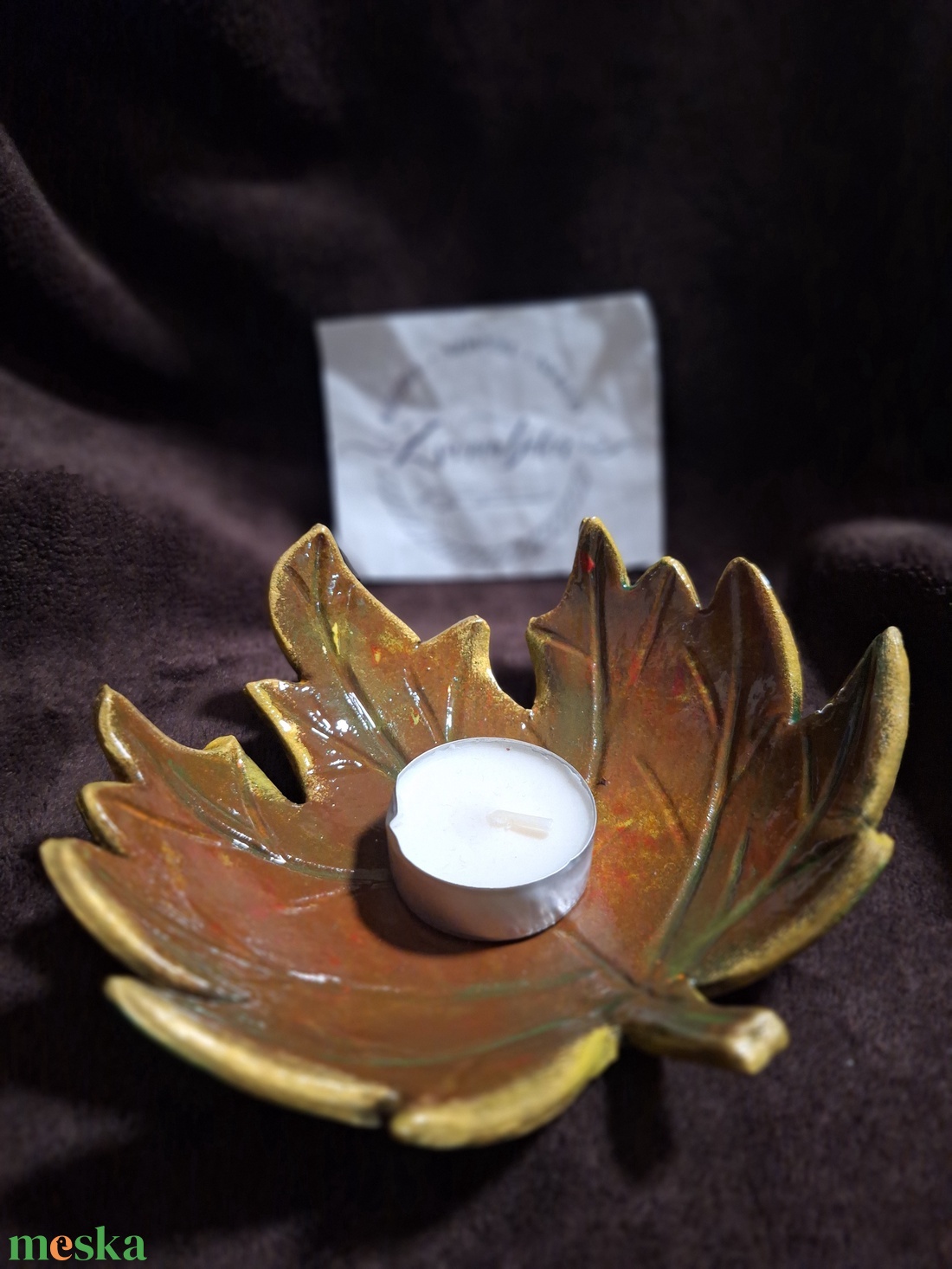 Őszi falevél mécsestartó, ékszertartó, tálka - művészet - szobor - kerámia - Meska.hu
