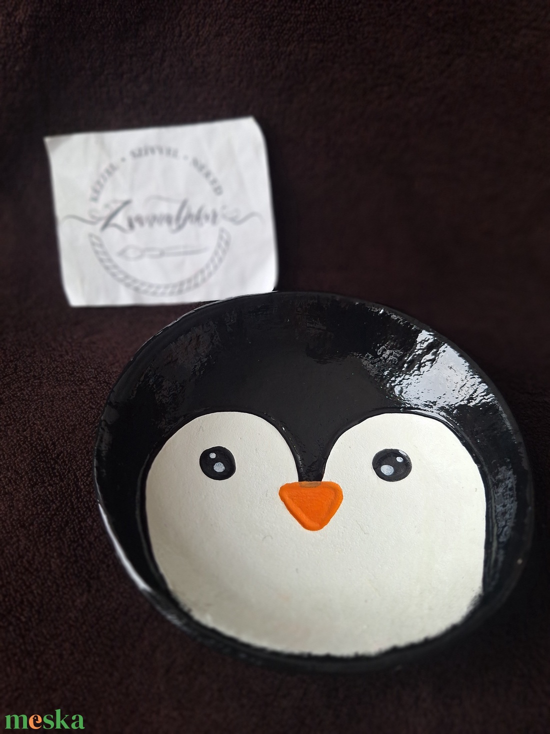 Pingvin tálka, mécsestartó, ékszertartó - művészet - szobor - kerámia - Meska.hu