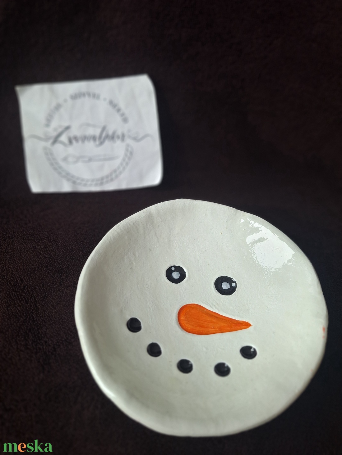 Hóember tálka, mécsestartó, ékszertartó - művészet - szobor - kerámia - Meska.hu