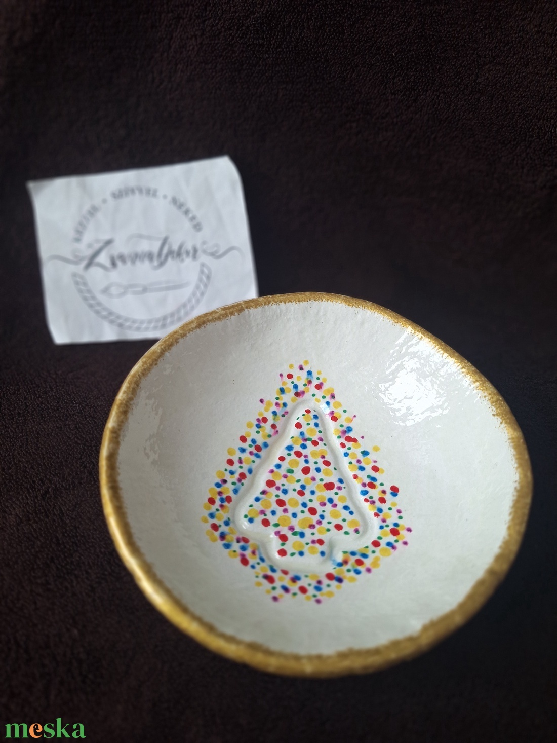 Karácsonyi tálka, mécsestartó, ékszertartó - művészet - szobor - kerámia - Meska.hu