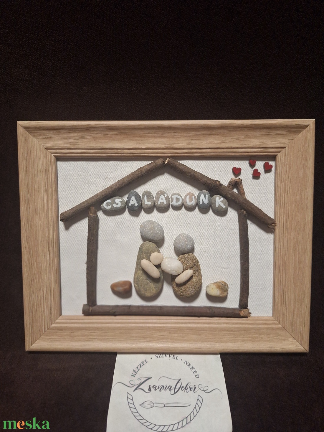 Családi kavicskép  - otthon & életmód - dekoráció - kép & falikép - kavics kép - Meska.hu