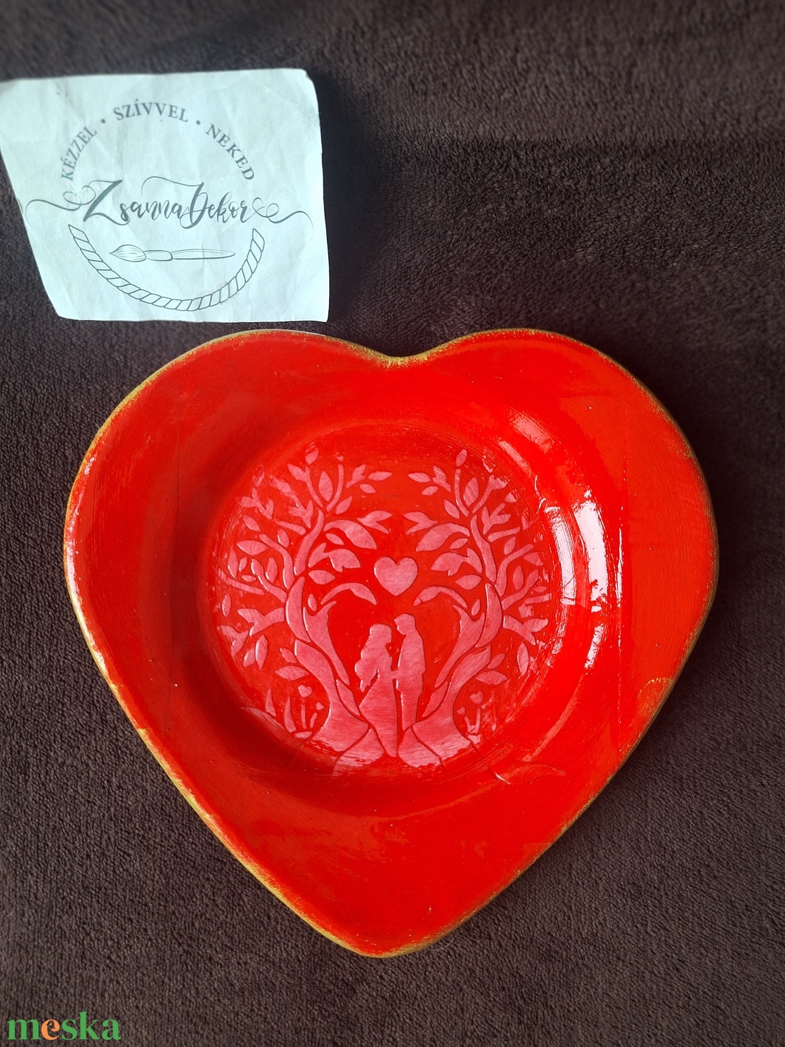 Szerelmes pár szív mécsestartó, ékszertartó, tálka - ékszer - ékszertartó - ékszertartó tál - Meska.hu