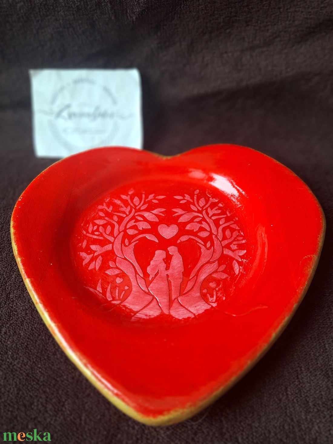 Szerelmes pár szív mécsestartó, ékszertartó, tálka - ékszer - ékszertartó - ékszertartó tál - Meska.hu