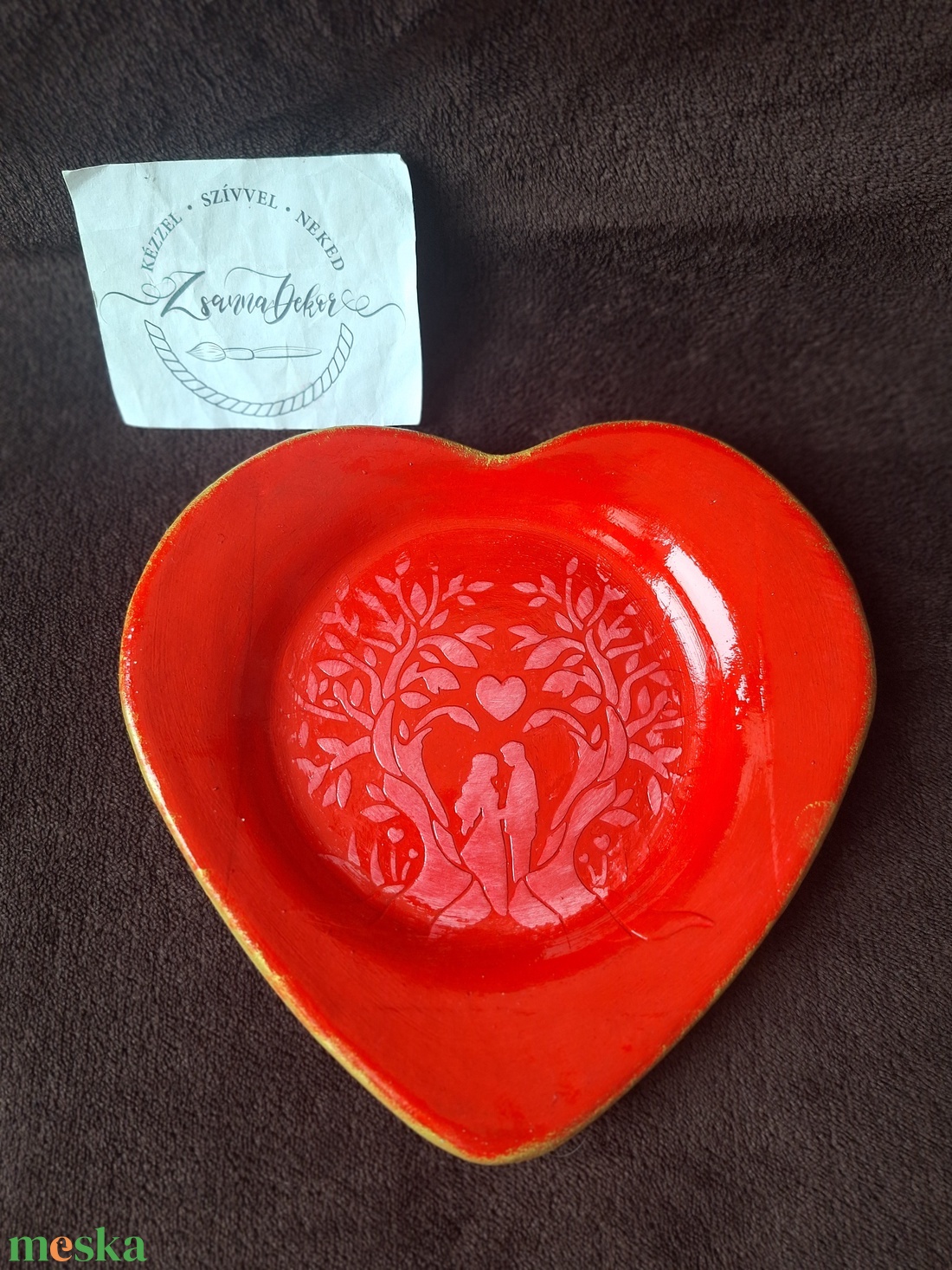 Szerelmes pár szív mécsestartó, ékszertartó, tálka - ékszer - ékszertartó - ékszertartó tál - Meska.hu