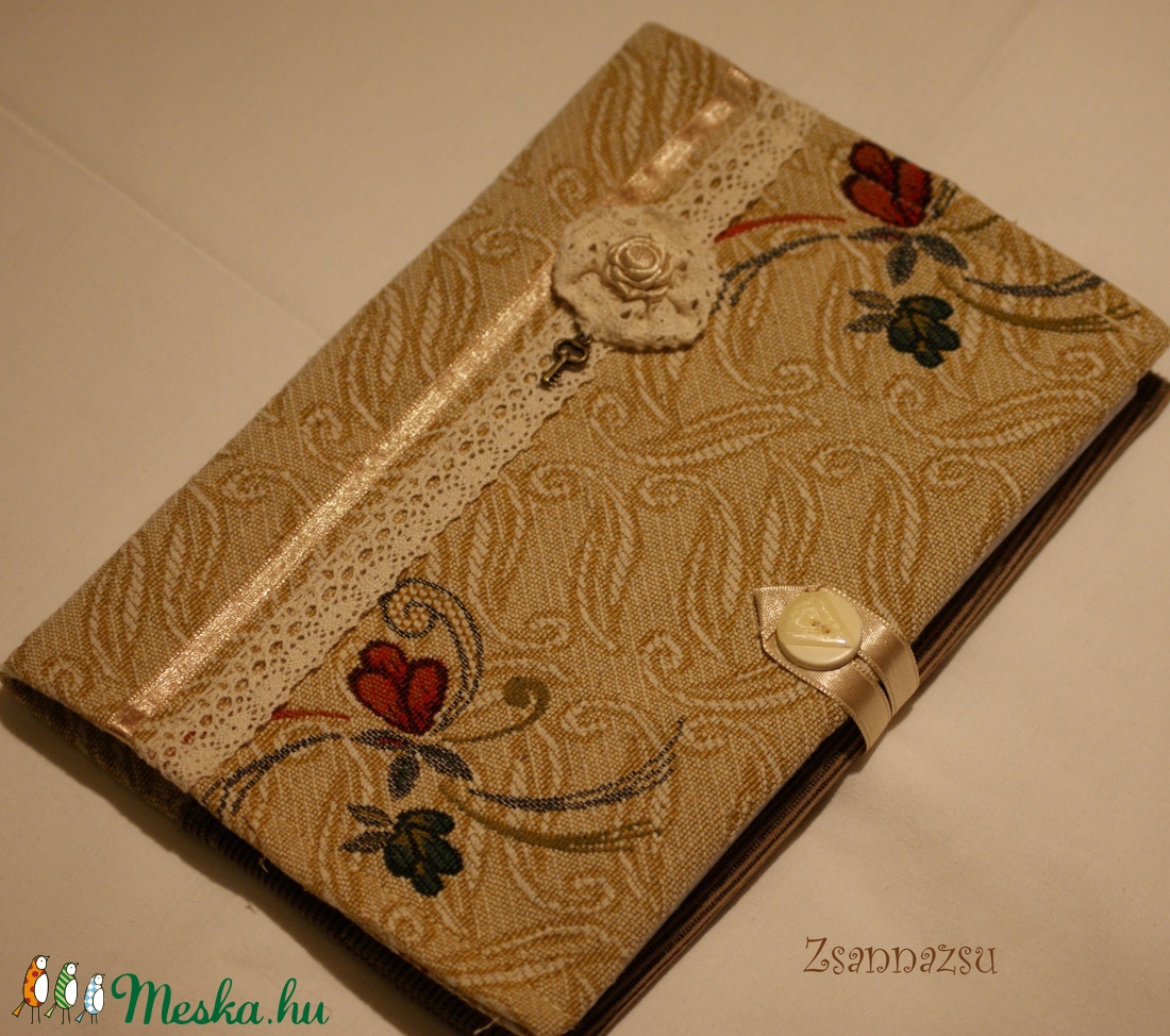 Barokk textil füzetborító (vaj sárga 01) - otthon & lakás - papír írószer - jegyzetfüzet & napló - Meska.hu