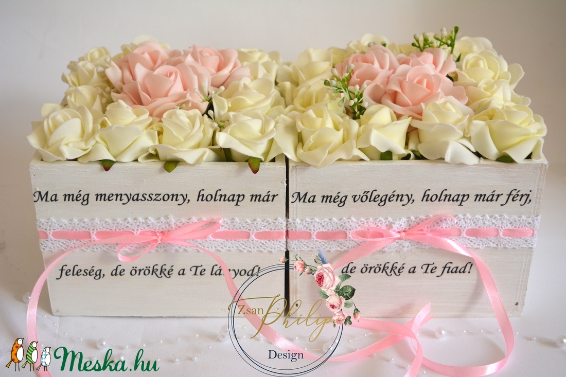Szülőköszöntő menyasszony-vőlegény ládikó - esküvő - emlék & ajándék - szülőköszöntő ajándék - Meska.hu