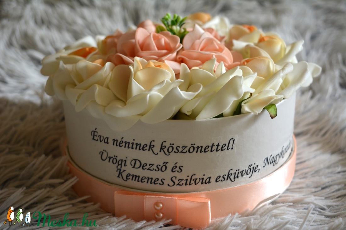 Szöveges örök virágbox - esküvő - emlék & ajándék - köszönőajándék - Meska.hu