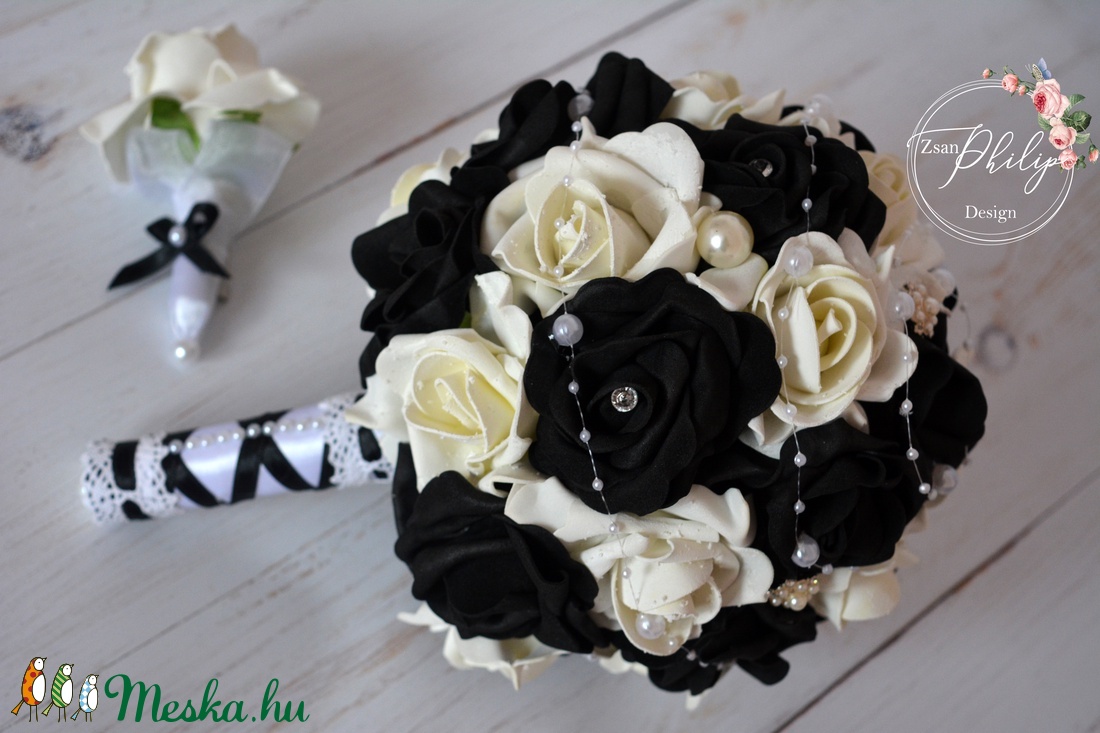 Black-White csokor - esküvő - menyasszonyi- és dobócsokor - Meska.hu Black-White csokor - esküvő - menyasszonyi- és dobócsokor - Meska.hu