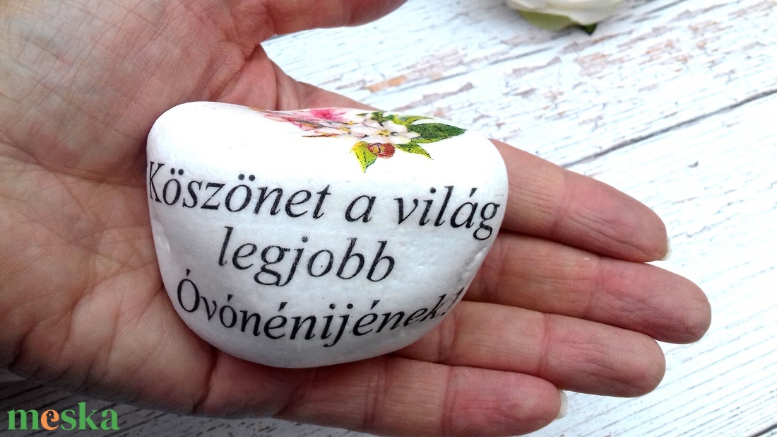 Óvónénis hálakő - otthon & életmód - dekoráció - asztal és polc dekoráció - kavics & kő - Meska.hu