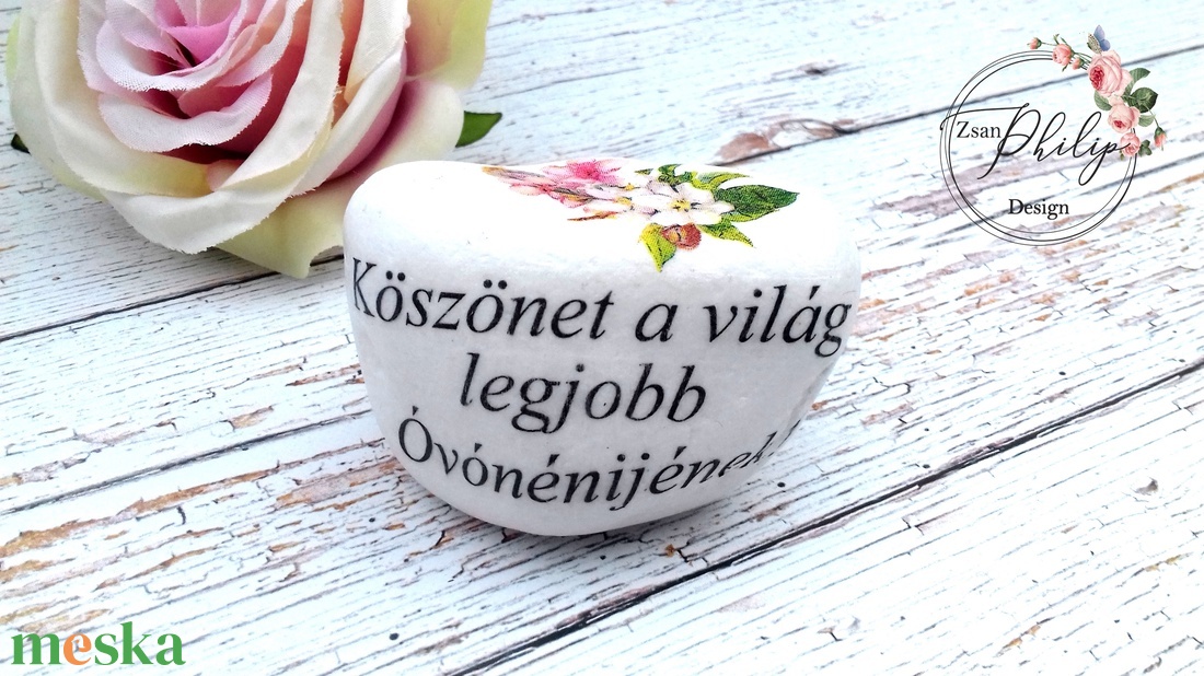 Óvónénis hálakő - otthon & életmód - dekoráció - asztal és polc dekoráció - kavics & kő - Meska.hu