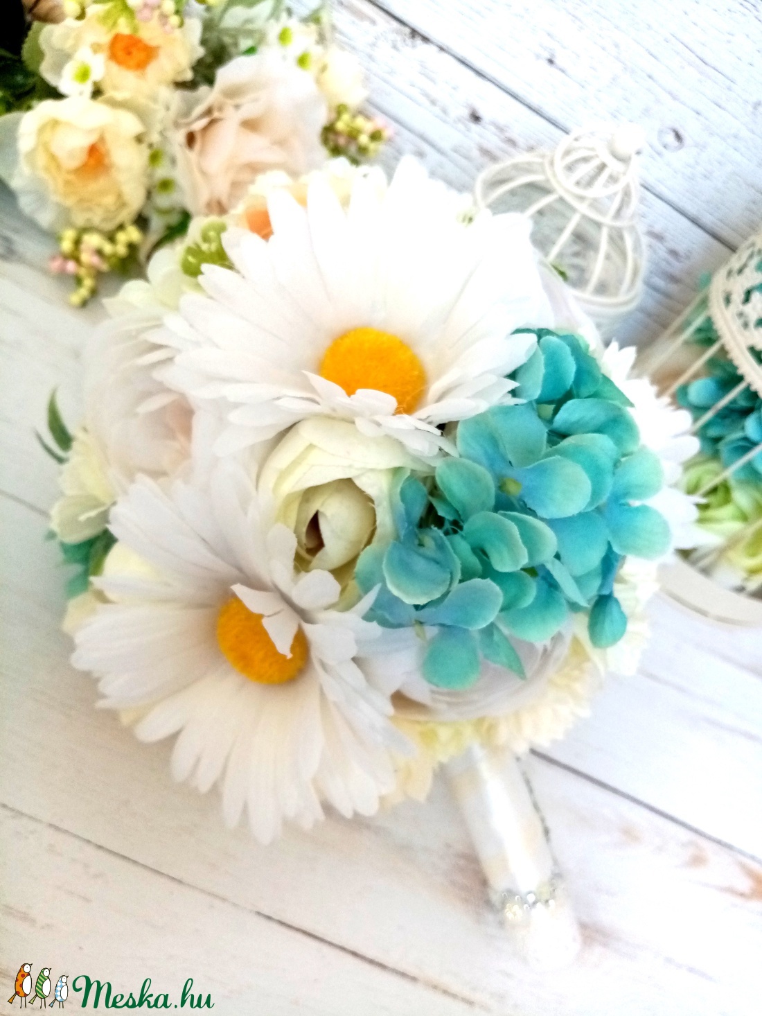 Tavasz tündér margaréta csokor - esküvő - menyasszonyi- és dobócsokor - Meska.hu