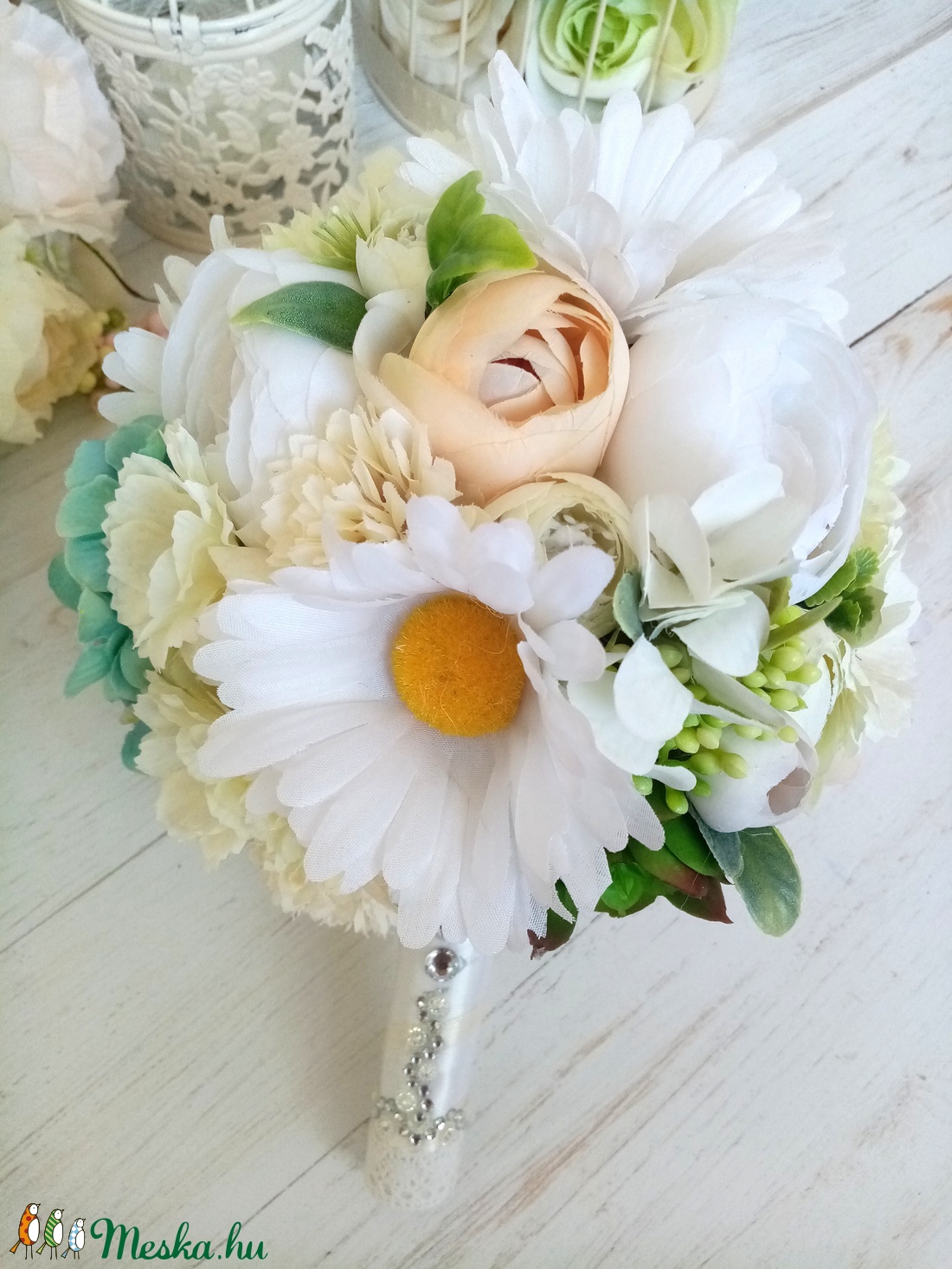 Tavasz tündér margaréta csokor - esküvő - menyasszonyi- és dobócsokor - Meska.hu
