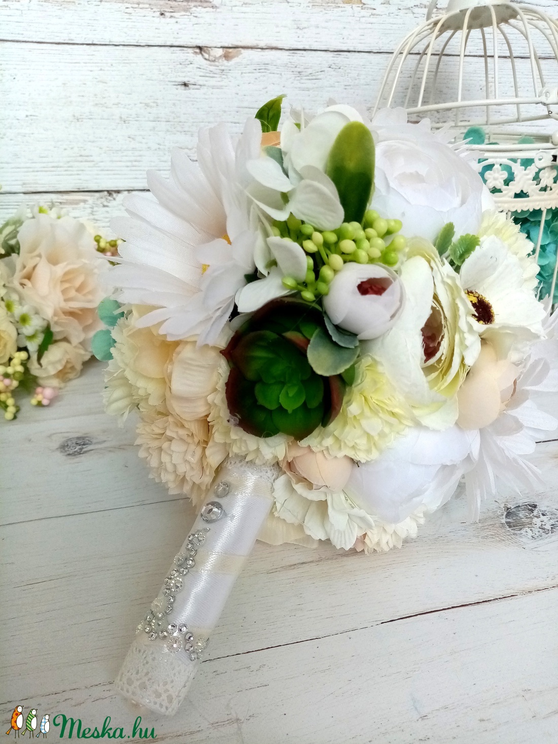 Tavasz tündér margaréta csokor - esküvő - menyasszonyi- és dobócsokor - Meska.hu