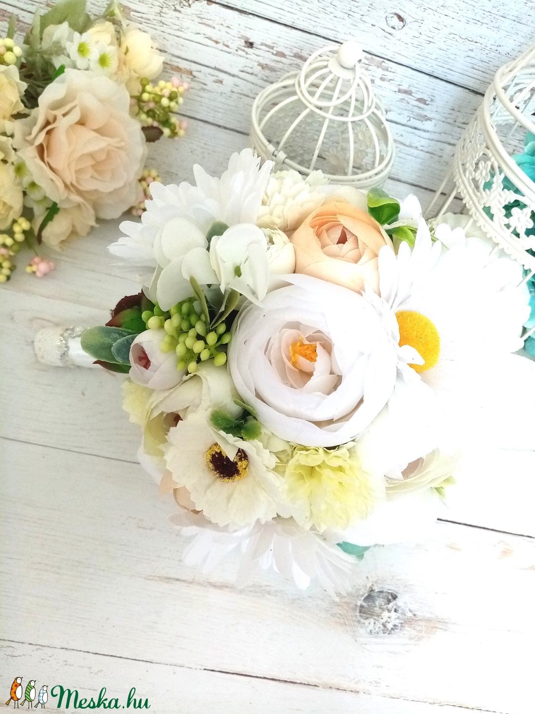 Tavasz tündér margaréta csokor - esküvő - menyasszonyi- és dobócsokor - Meska.hu