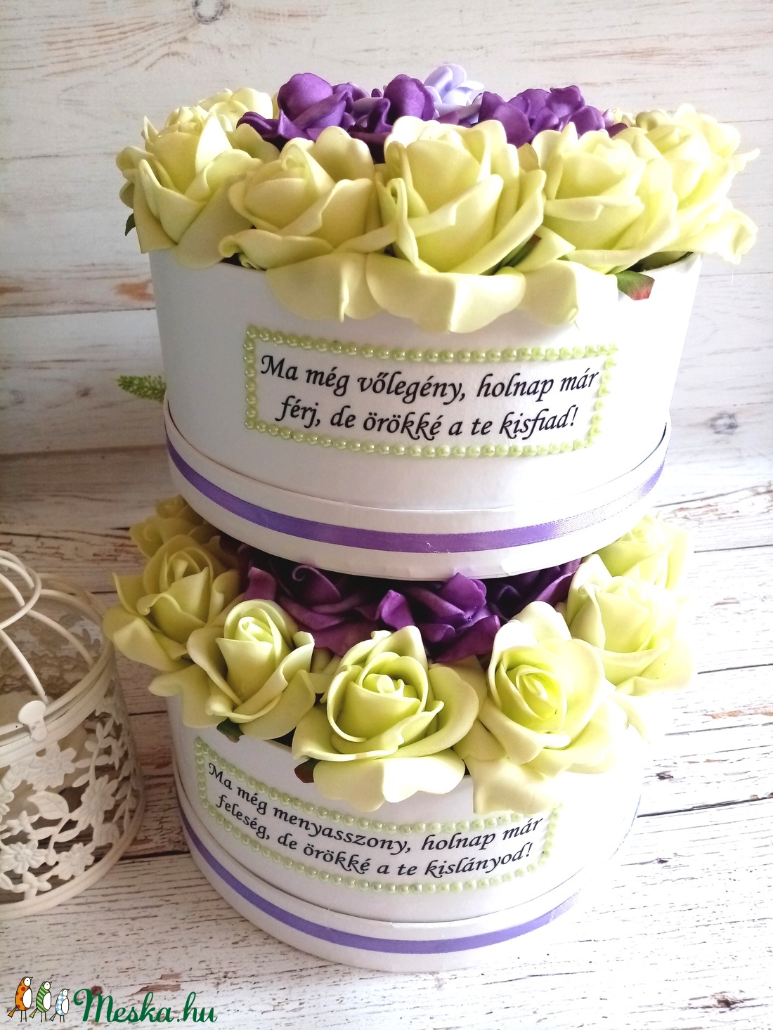 Ma még menyasszony és ma még vőlegényrs virágbox - esküvő - emlék & ajándék - szülőköszöntő ajándék - Meska.hu