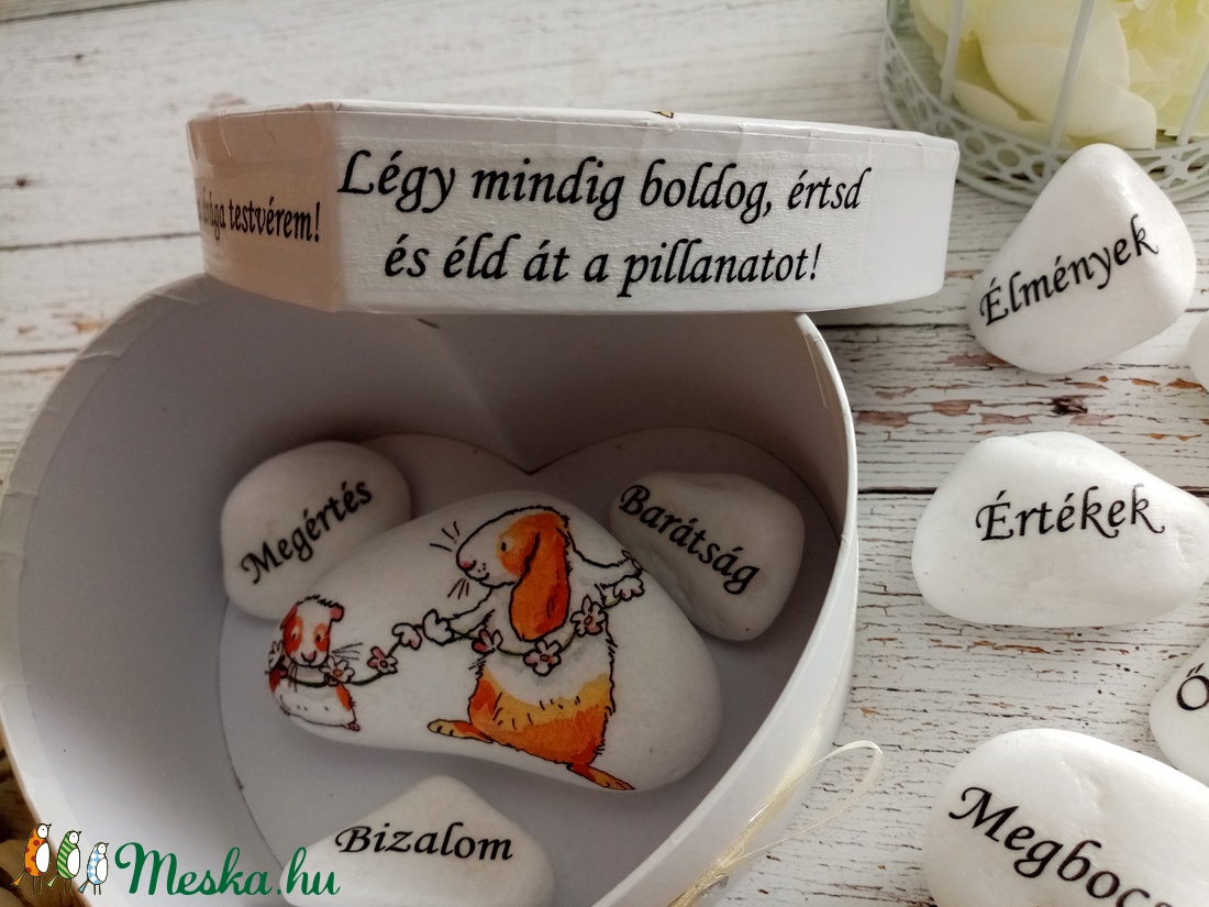 Ajándék díszkő motivációs garnitúra - otthon & életmód - dekoráció - Meska.hu