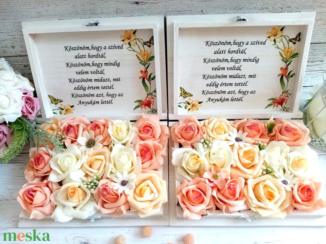 Vintage virágos ládika - esküvő - emlék & ajándék - szülőköszöntő ajándék - Meska.hu