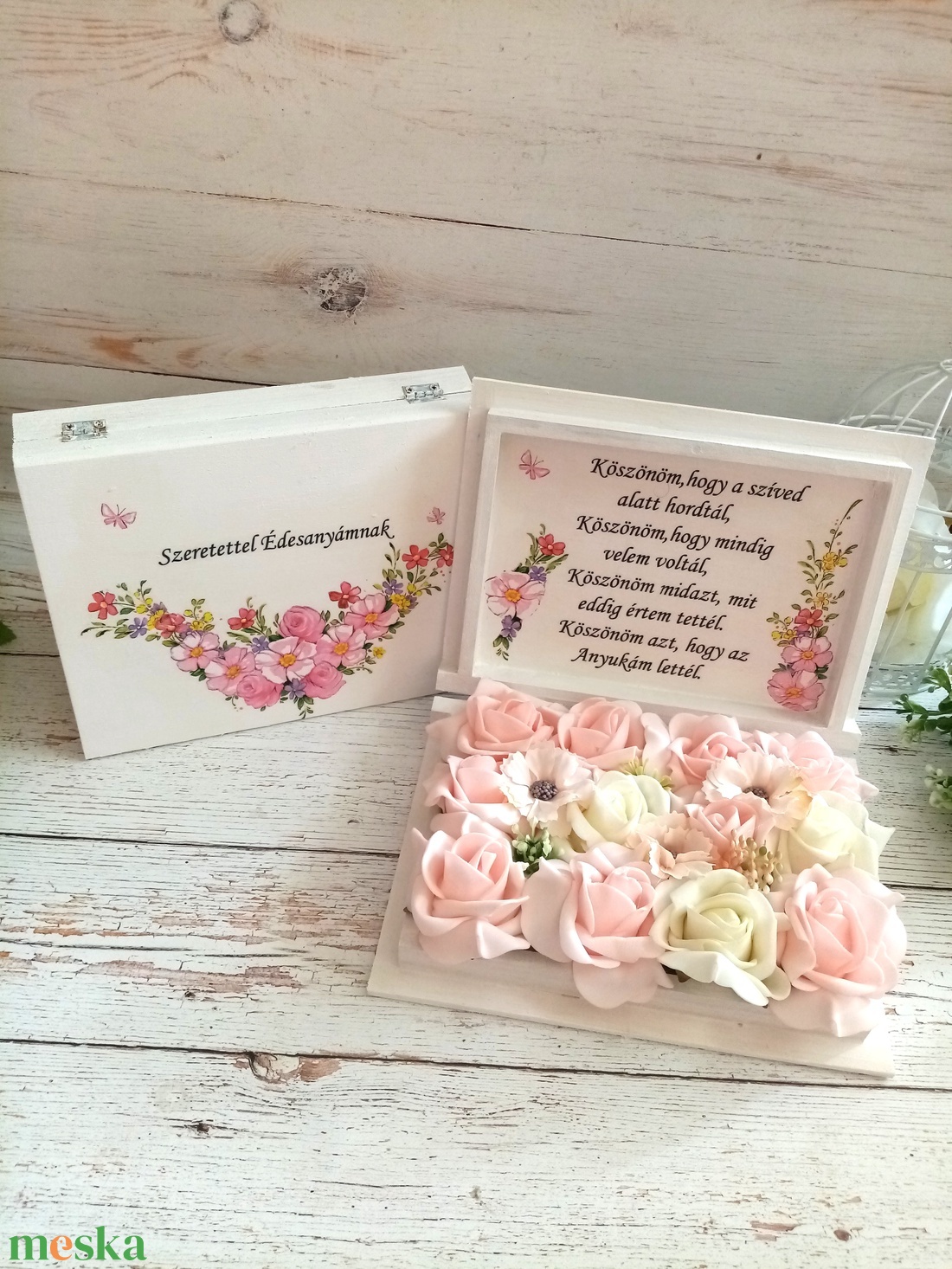 Édesanya szülőköszöntó virágbox - esküvő - emlék & ajándék - szülőköszöntő ajándék - Meska.hu