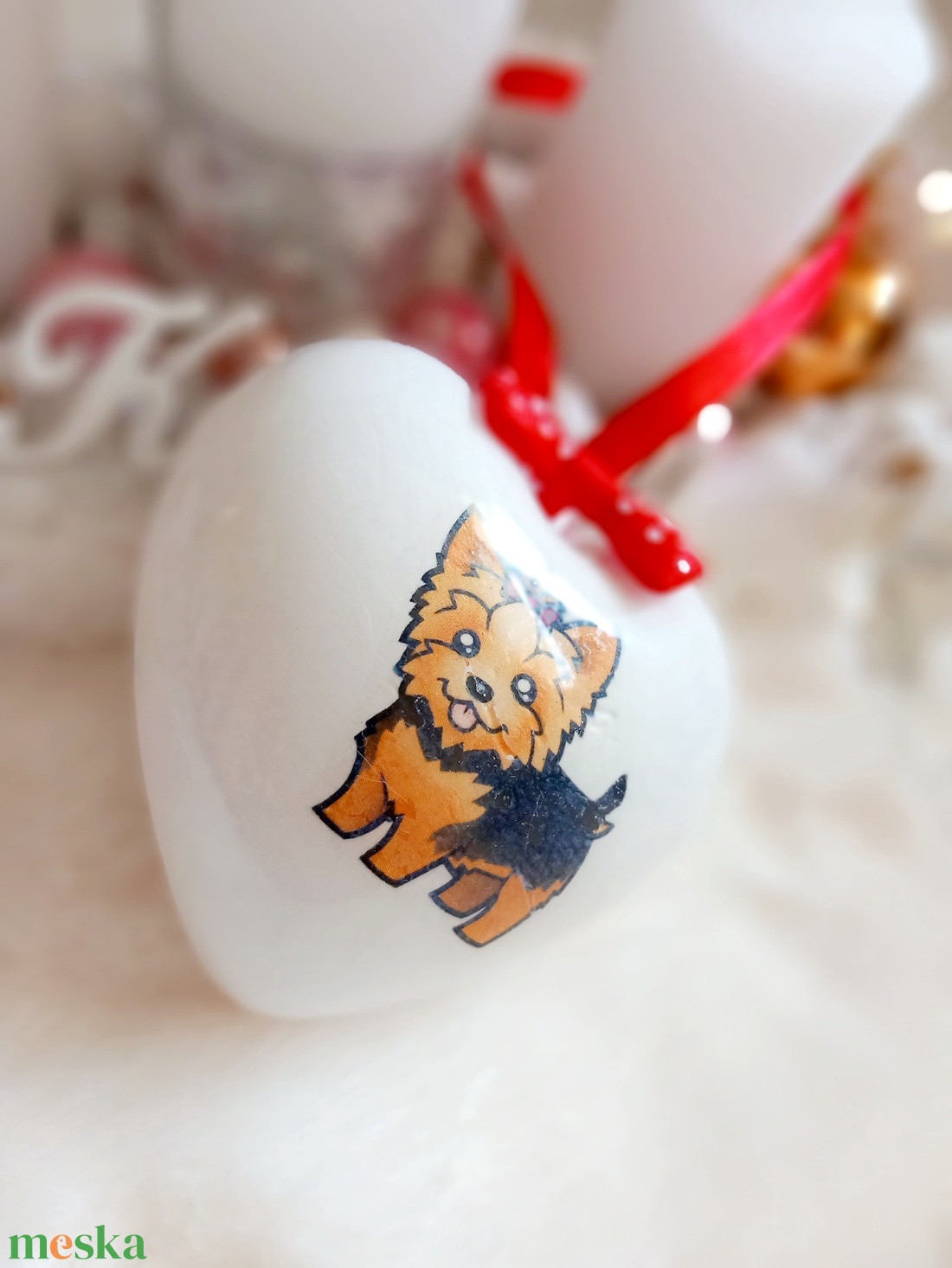 Yorkis fenyődisz - karácsony - karácsonyi lakásdekoráció - karácsonyfadíszek - Meska.hu